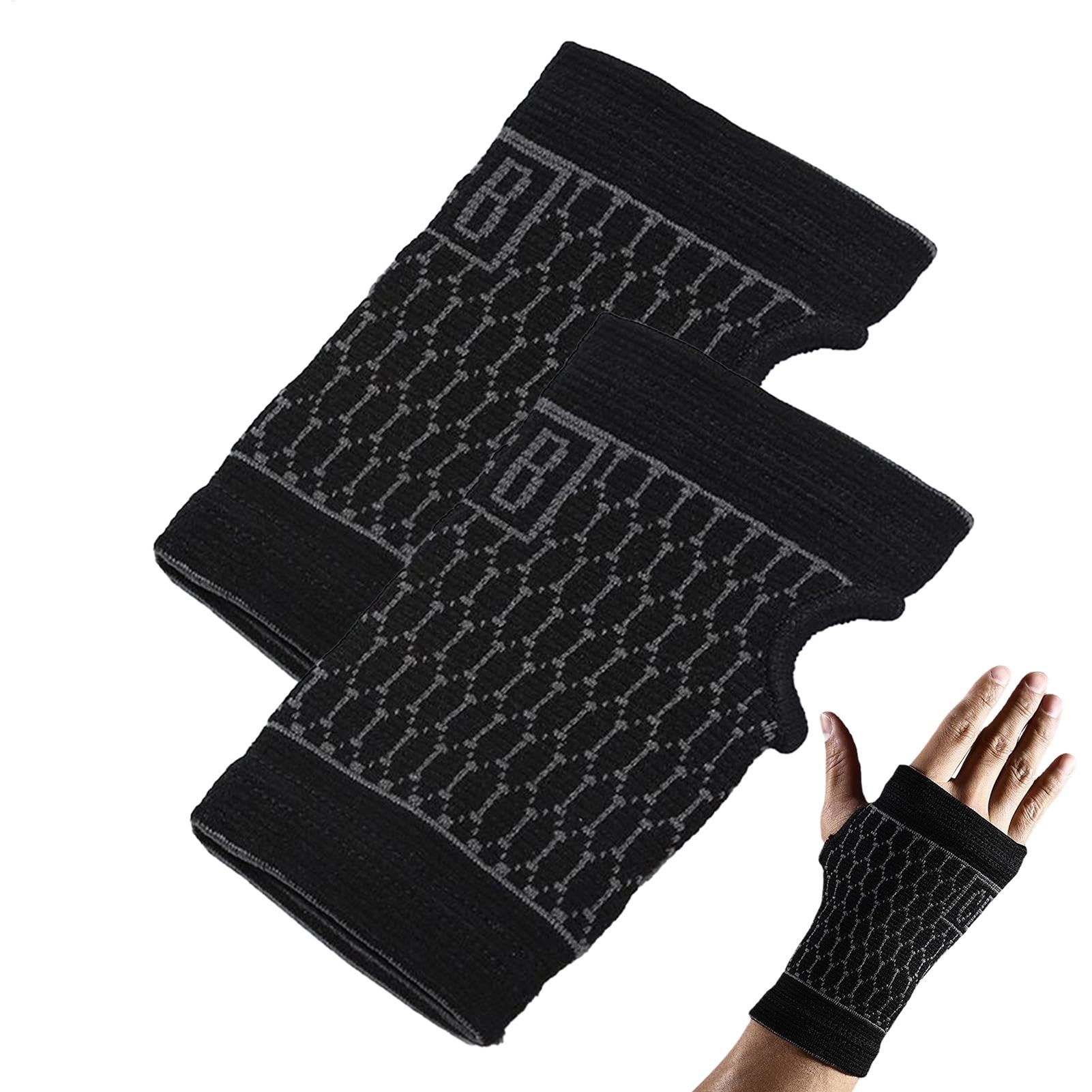 Manchon De Compression Poignet - Pour Tunnel Carpien, Sport - Taille Ajustable 14-22 Cm - Noir - 2