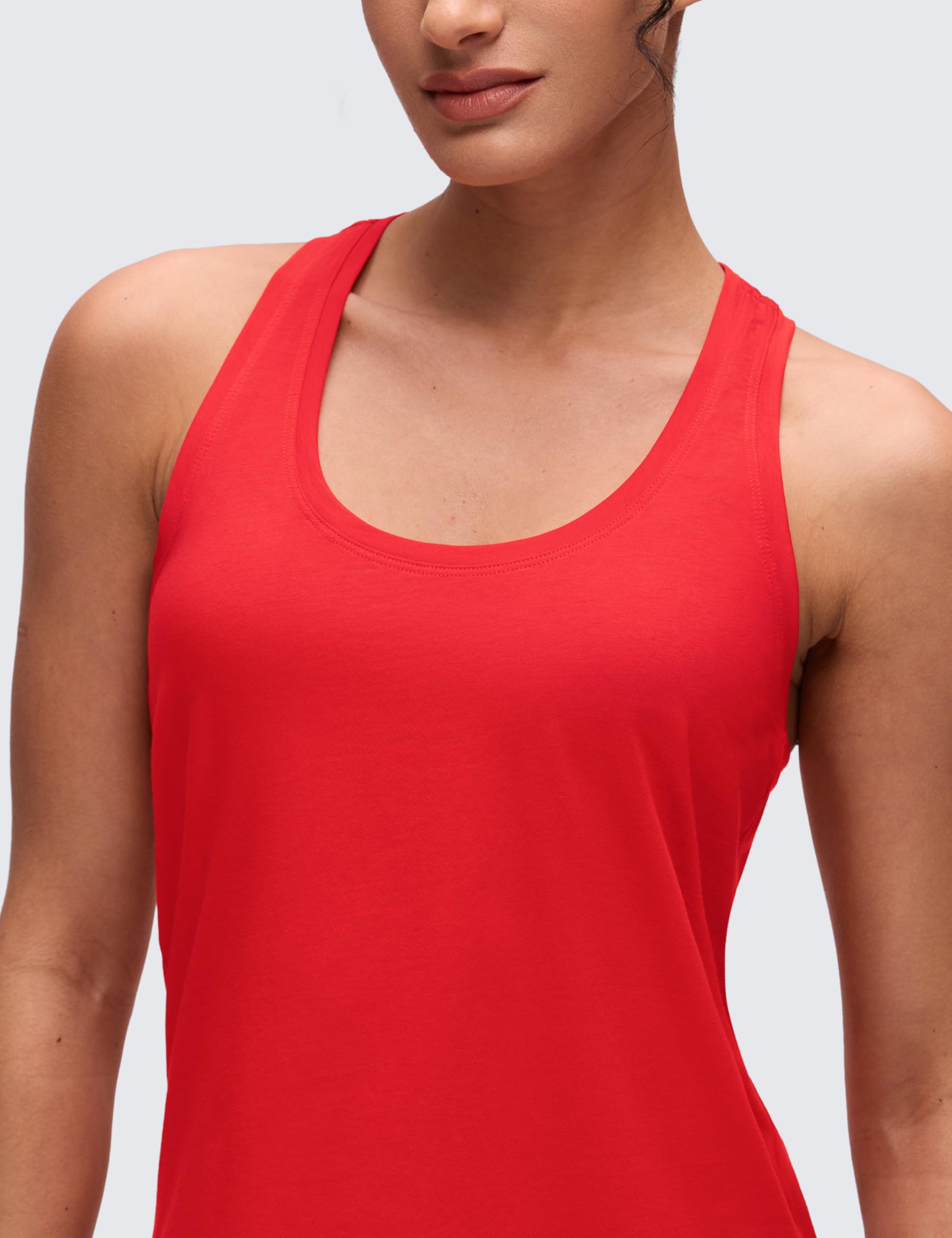 CRZ YOGA Mujeres Algodón Pima Y-Espalda Camisetas Sin Mangas Ligera Suelta Atlética Gimnasia Deportivos Tops
