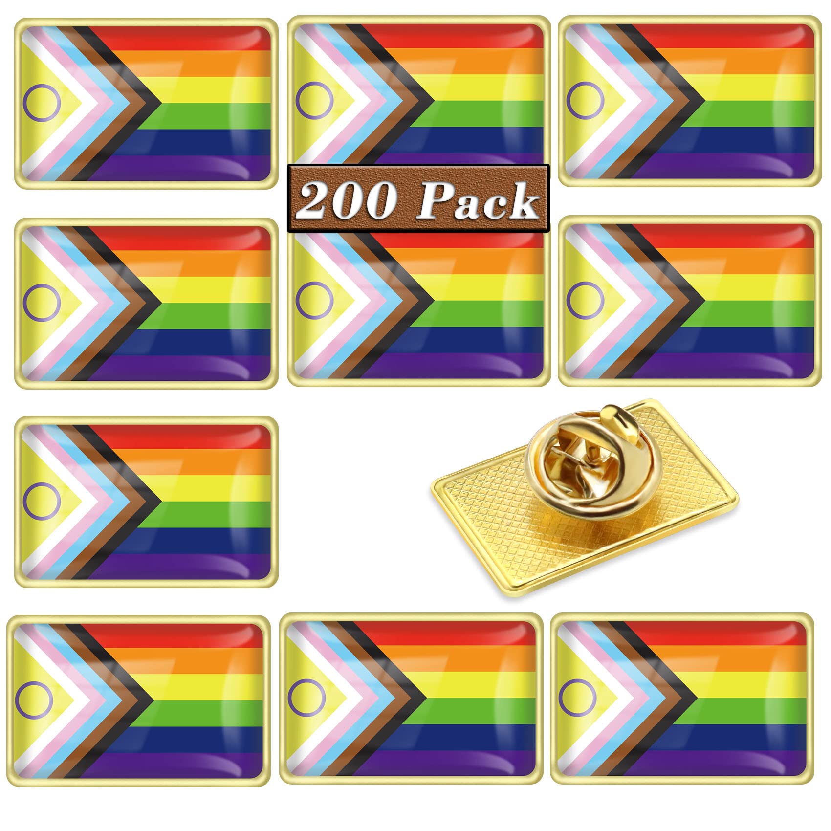 12/24/48/100Pcs-Inclusive New Progress Pride Flag Pin -Enamel LGBT Progressive rainbow Lapel Pins Bulk Decoration for Clothes Bags Gifts Souvenir