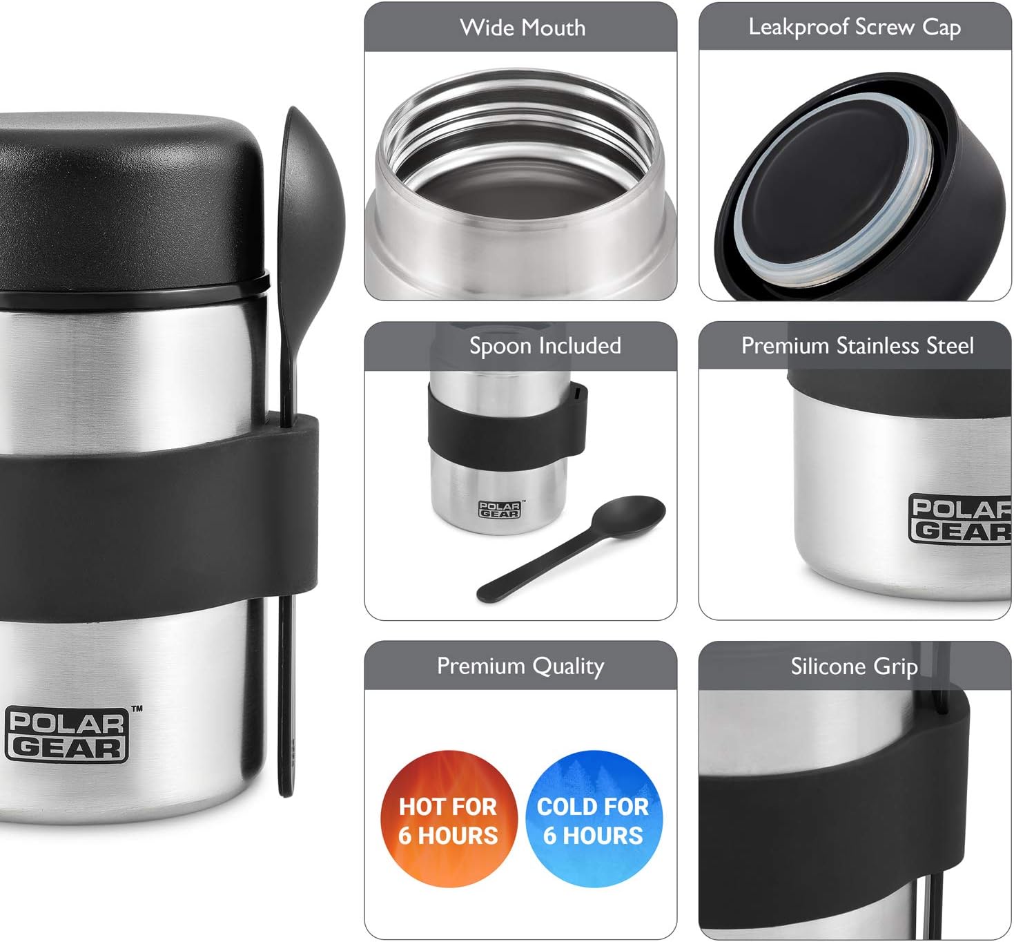 Buy Polar Gear Insulated Food Flask Triple Layer Stainless Steel Soup Food Container With Spoon Keep Meals Drinks Hot For 6 Hours Cold For 6 Hours