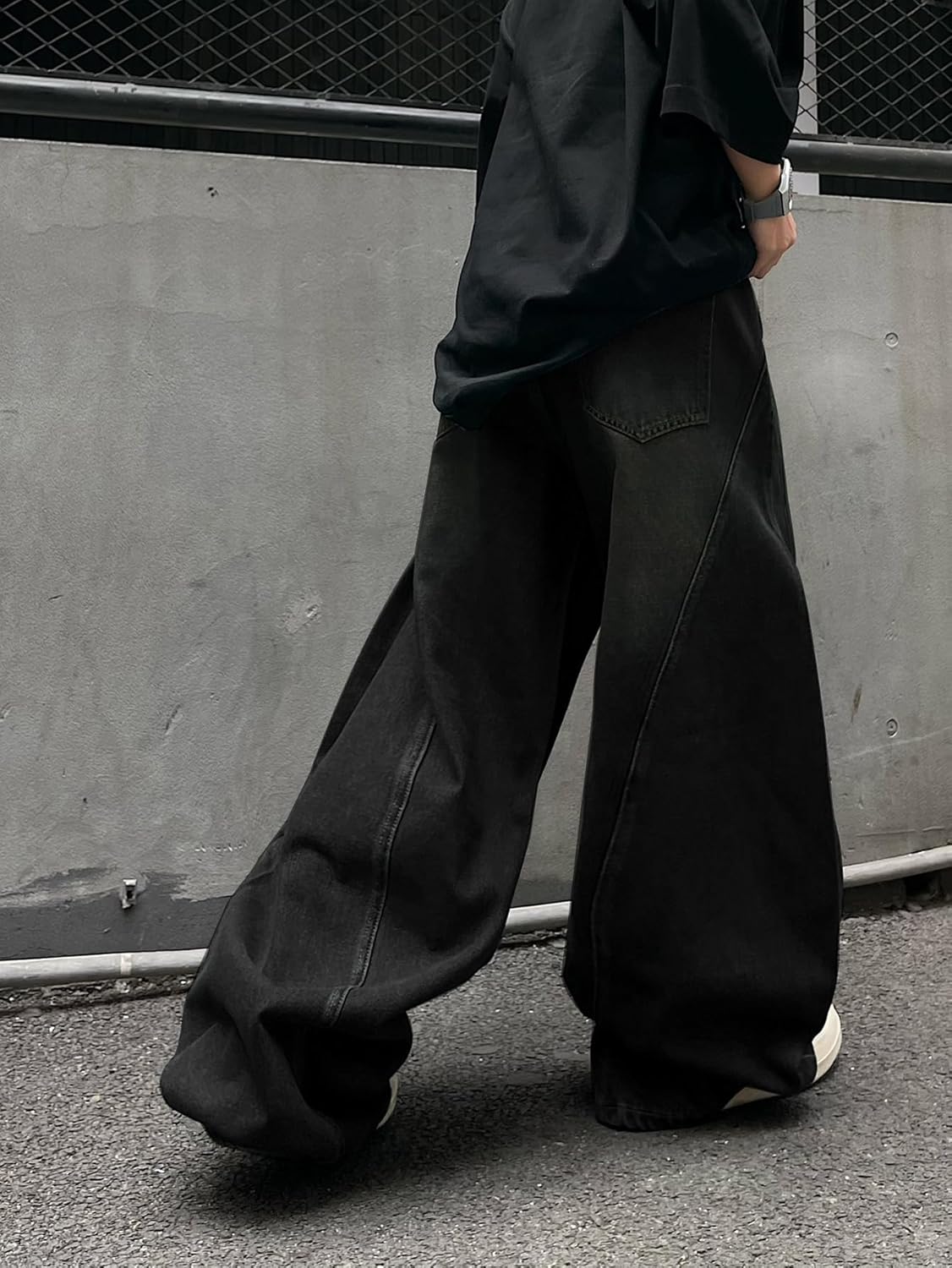 Men's Vintage Baggy Barrel Wide Leg Jeans Structured Stitching Loose Fit Retro Casual Streetwear Denim Pants - Image 5