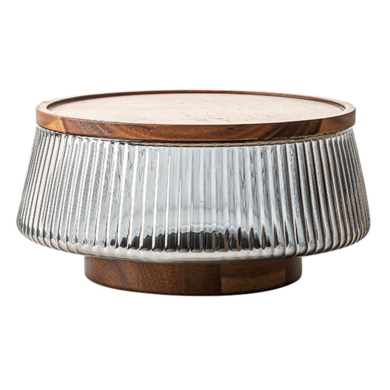 Ensaladera de madera de acacia y cristal, bandeja grande para servir frutas con base, ideal para ensaladas y aperitivos, diseño elegante, perfecto para entretenimiento y uso doméstico