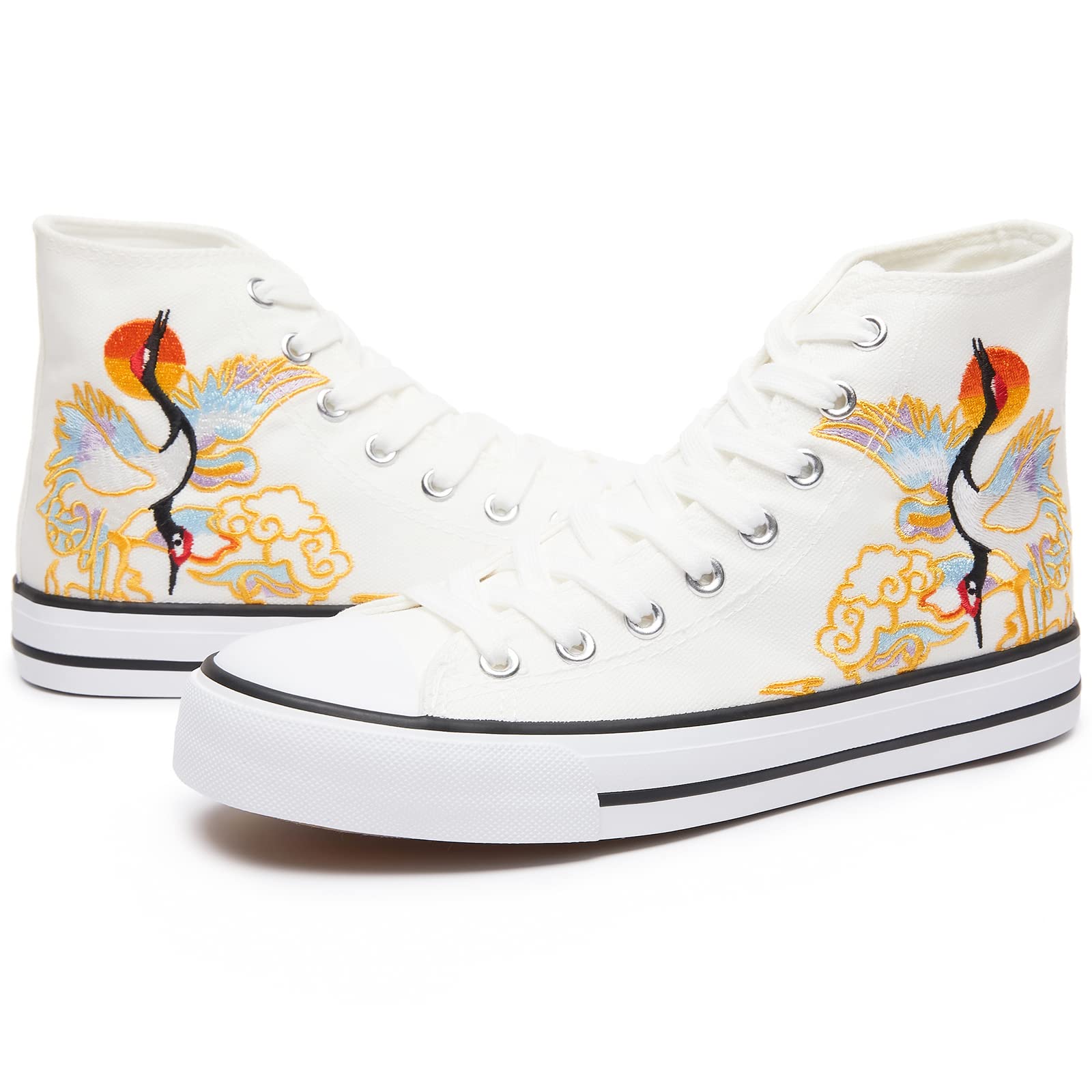 AdokooWomen's High Top Canvas Sneaker Shoes Classic Fashion Lace ups Sneakers