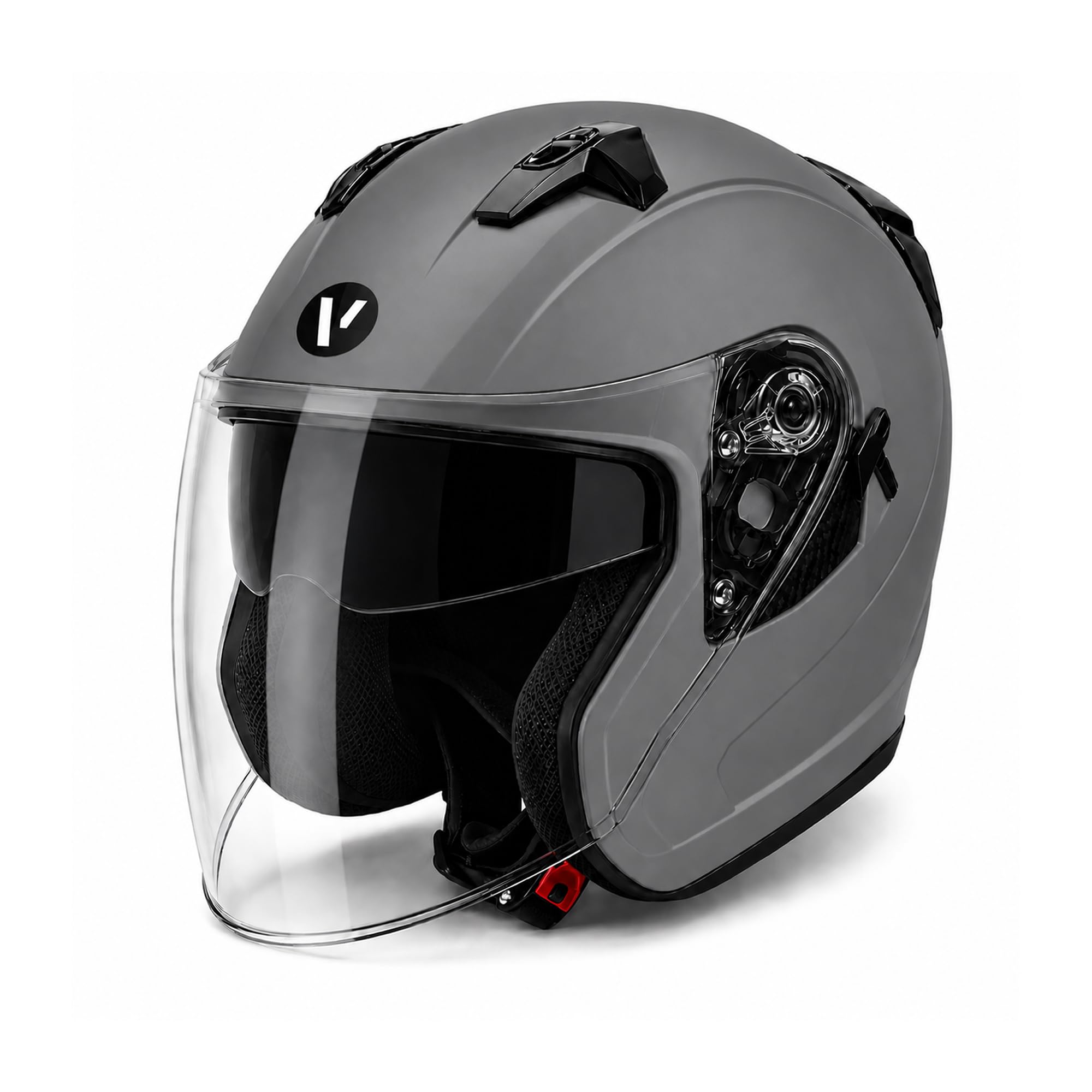 Casco Jet Moto Omologato ECE 22.06 con Visiera Trasparente – Casco Scooter con Presa d’Aria Superiore, Interno Confortevole e Chiusura Sicura – Ideale per Moto e Scooter