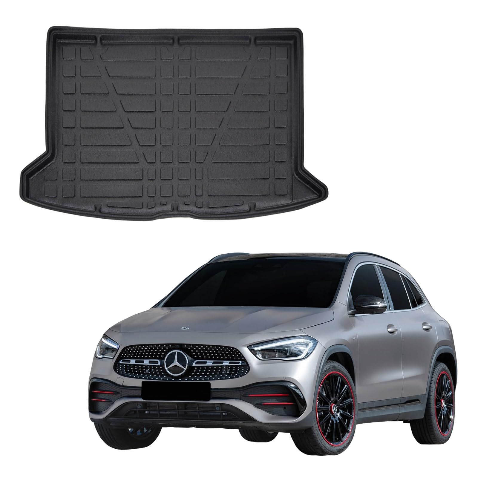 SCOUTT Vasca Bagagliaio per Mercedes GLA H247 Dal 2019, in TPE su Misura, Proteggi Baule con Bordo Alto 4 cm, Antiscivolo, Inodore