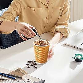 BYSNOW 100 Pack 12 oz Disposable Paper Coffee Cups, Leak Proof Insulated Ripple Wall Hot Cups for Espresso, Coffee, Tea, Hot Chocolate, To Go Drinks (Home, Office, Cafe Bar)