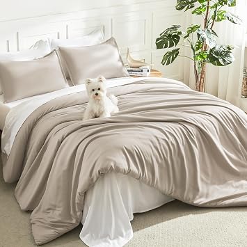 Litanika King Comforter Set, 3 Pieces Lightweight Solid Bed Set