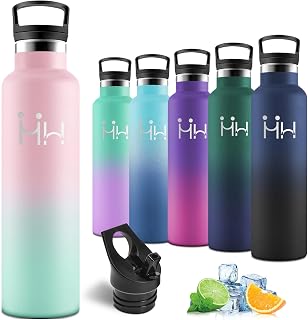 Motswedi Trinkflasche Edelstahl 1l, Auslaufsicher, Thermosflasche Kalt & Warm, Trinkflasche mit Strohhalm, Isolierte Flasche, Wasserflasche, für Gym, Fahrrad, Sport, Wandern, Hellrosa & Hellgrün