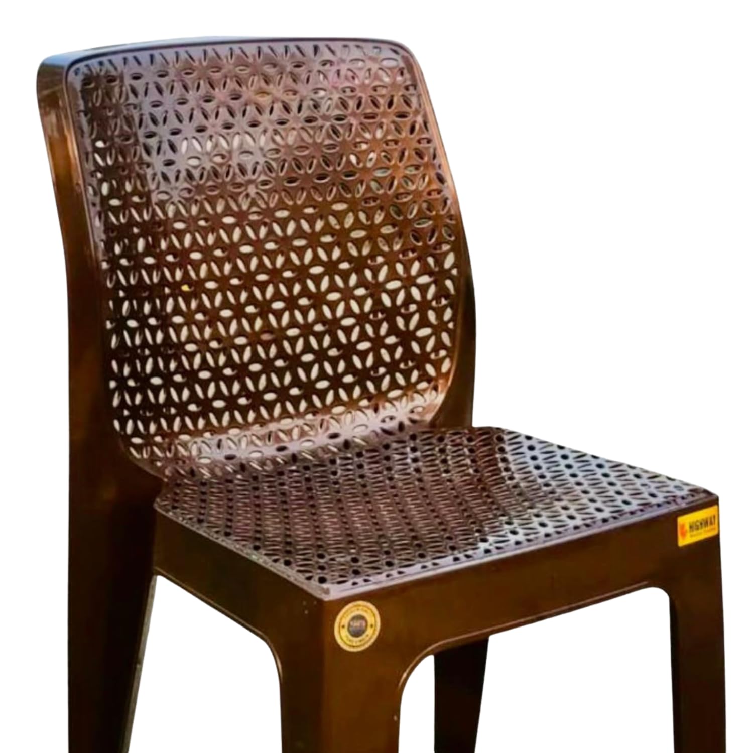 Premium Plastic Armless Chair Floral Web Design Ergonomic Backrest Stackable Lightweight Durable Seating for Home Kitchen Dining Balcony Garden Indoor Outdoor Use Brown-image-14