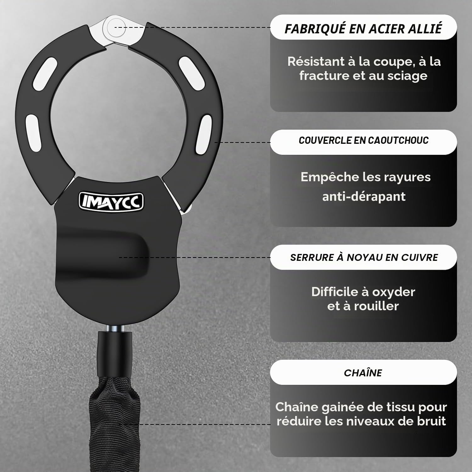 IMAYCC Antivol Trotinette Electrique, 94cm Cadenas Trotinette Electrique avec Sac de Rangement, Antivol Scooter, Acier Trempé, Protection Vol pour Scooter Electriques, Vélo Électrique, Moto