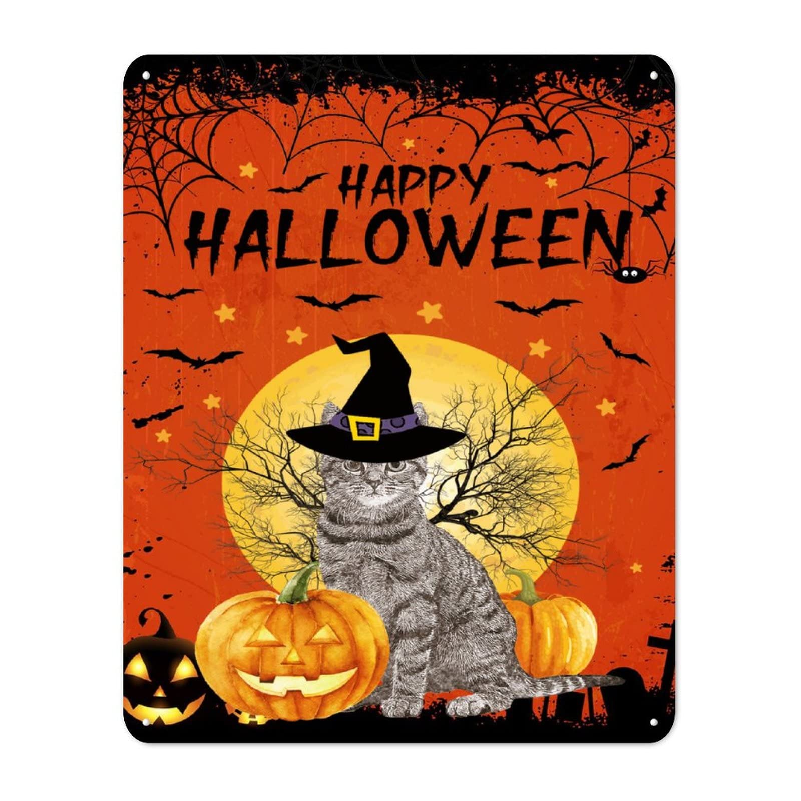 Plaque Halloween métal anti-rouille pour extérieur maison et rue durable