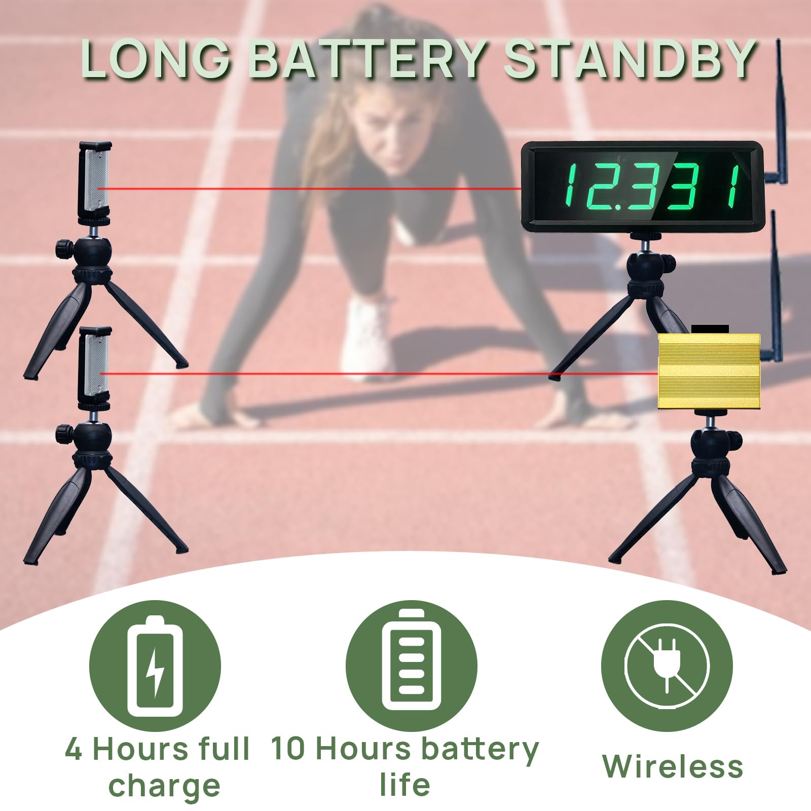 YZ batteriebetriebener drahtloser Laser-Timer für Sprints Rennuhr Renntimer Stoppuhr Elektronisches Fahrrad Speed Training Skating Bahn Feld Timer Motorrad