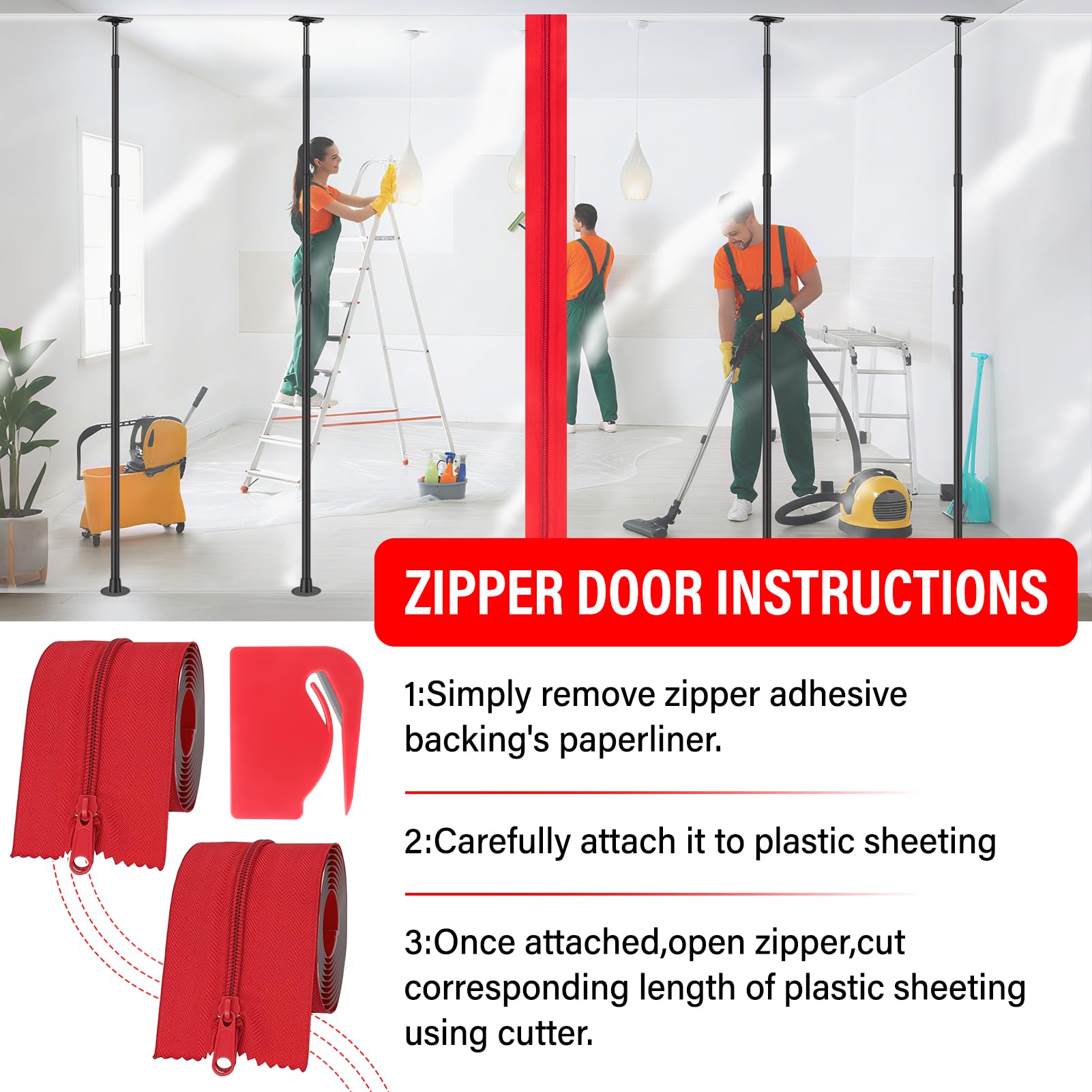 Zipwall Dust Barrier Kit Home Depot , Carry Bag, 10 Ft Poles With 4 ...