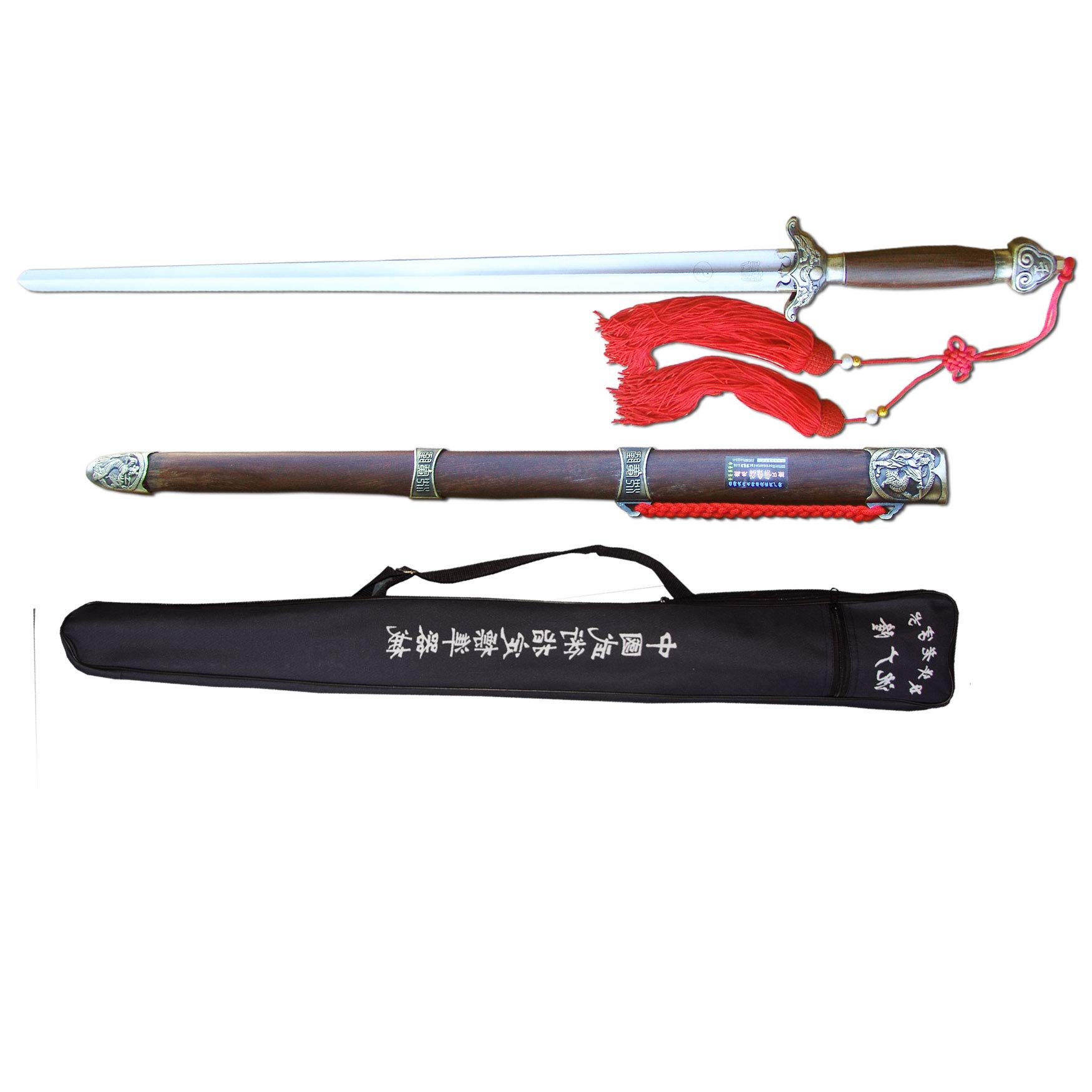 KungfuDirect Tai Chi Competition Swords Sheng Guang Long Brand with Free Padded Carrying case and Tassel