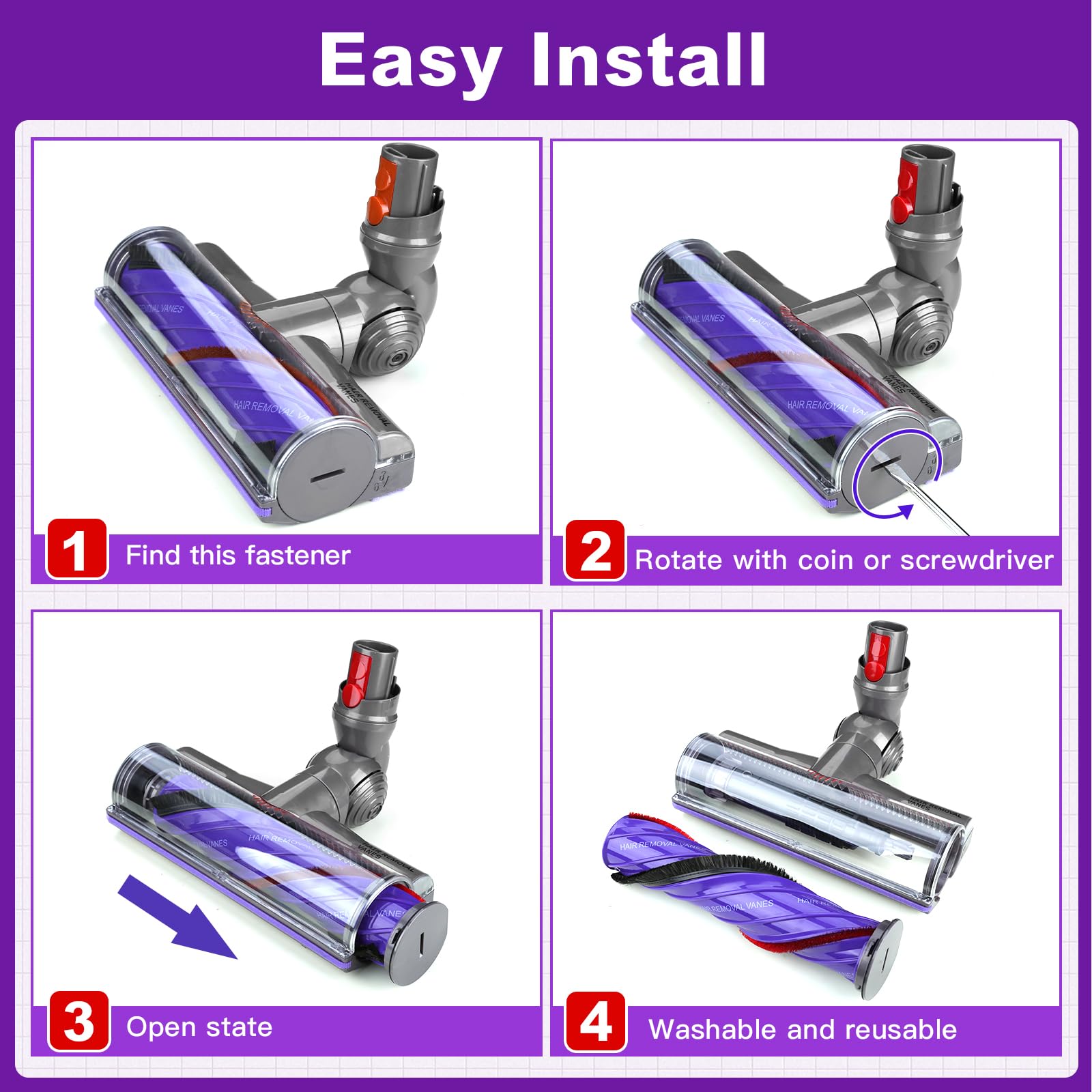 Lemige V9 V12 - Cabezal de aspiradora de repuesto para Dyson V9 V12 Digital Slim | Upgrade V9 Motorbar V12 Detect Slim SV18 - Accesorios para aspiradora inalámbrica de liberación rápida Motorhead antienredos