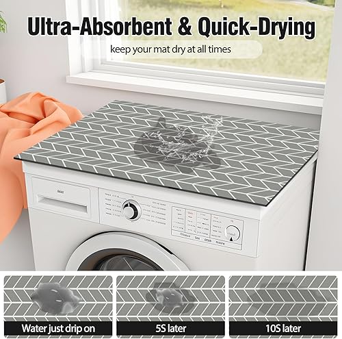Miniatura 2 de 2 fundas para lavadora y secadora para la parte superior, 27 x 27 pulgadas, antideslizante, de silicona, para lavadora, secadora, a prueba de polvo