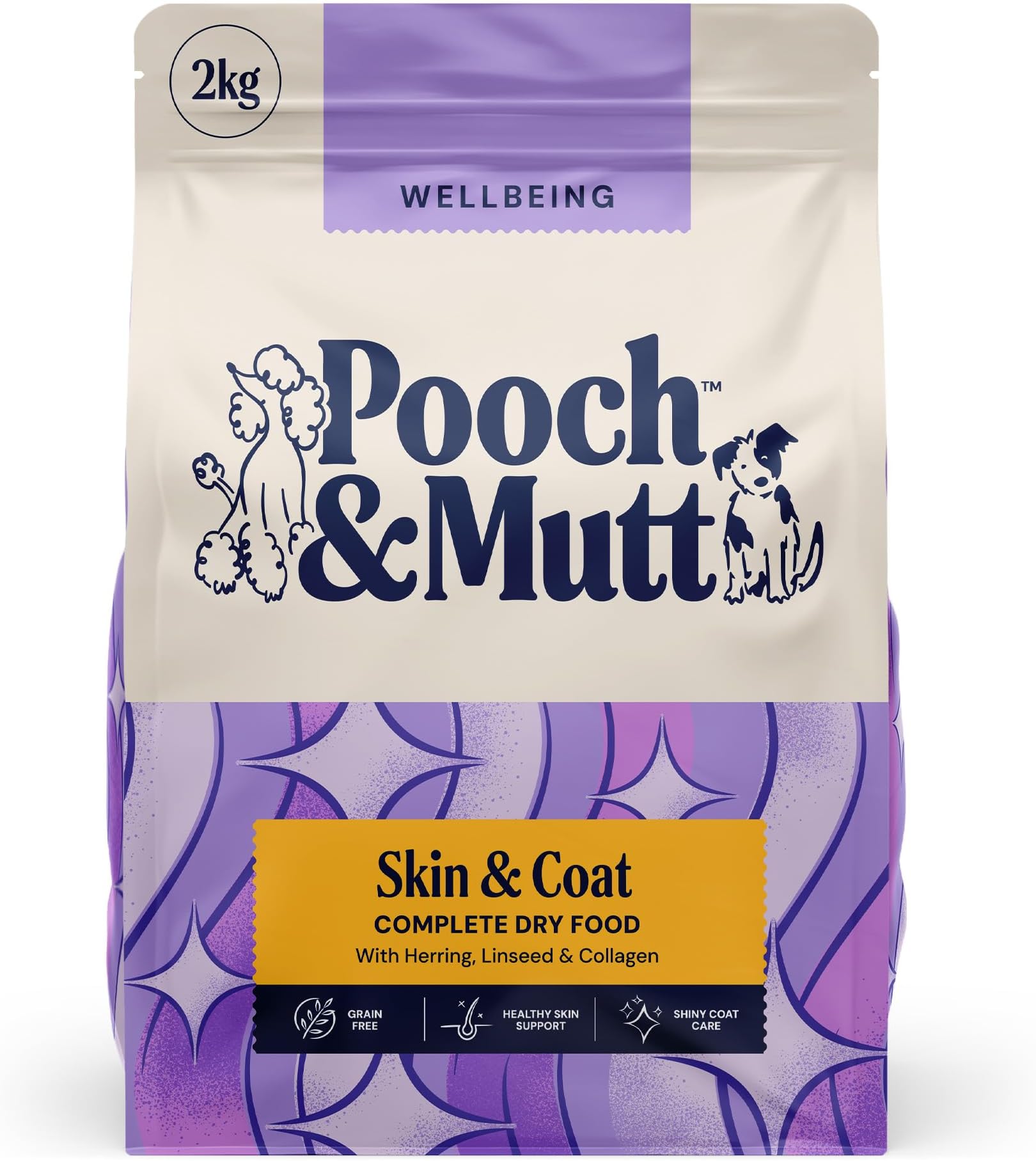 Skin & Coat Complete Dry Dog Food Grain Free (Regular Sized Kibble), for Dry and Itchy Skin, Herring and Linseed, 2kg (packaging may vary)
