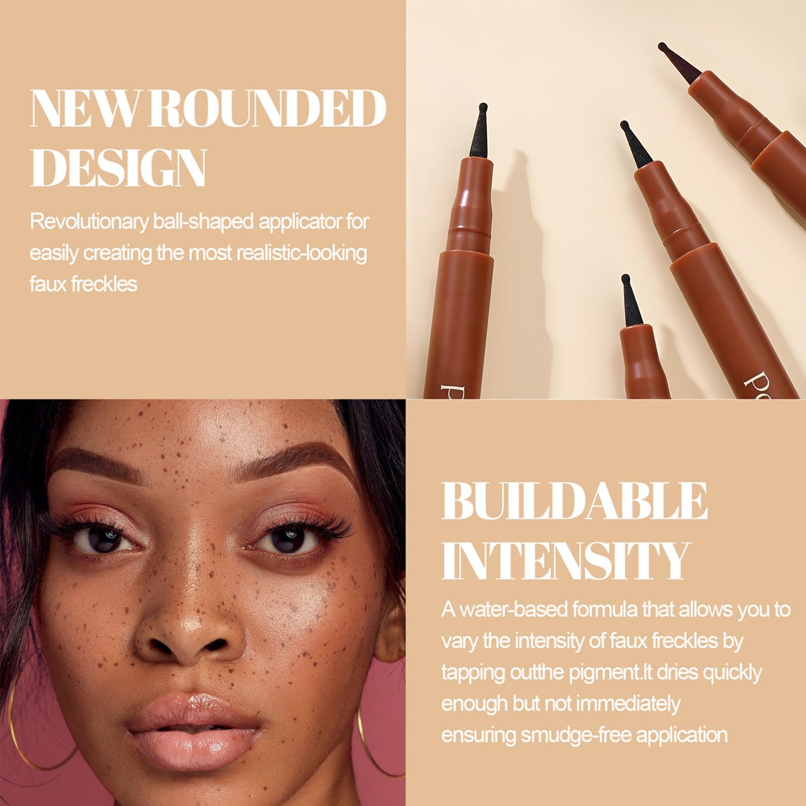 Freckle Simulation Makeup Pens Set, Fine Tip for Realistic Sun-Kissed Dots, Three Shades Kit in Dark, Medium - Image 4