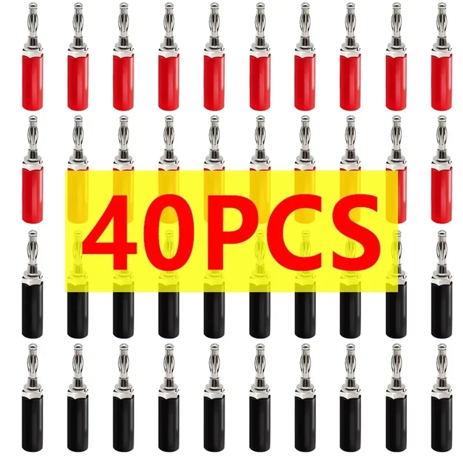 20/80/200 szt. 4 mm Kabel adaptera kabla audio Złącze głośnika Nikl/chromowanie terminal jack audio bananowy(20 czerwony 20 czarny)