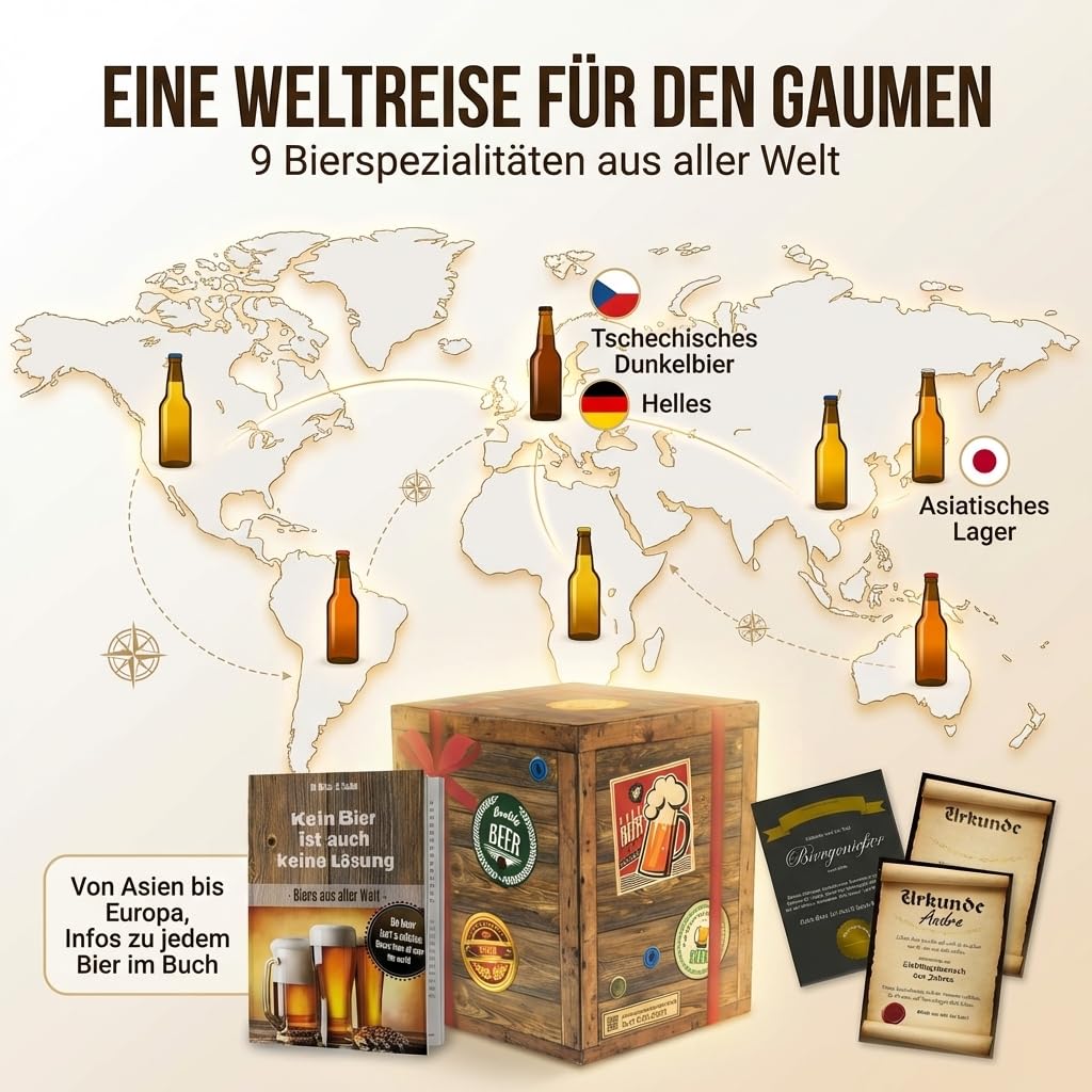 Geschenk für Männer "BIER AUS ALLER Welt" + Bier Geschenke Geburtstag