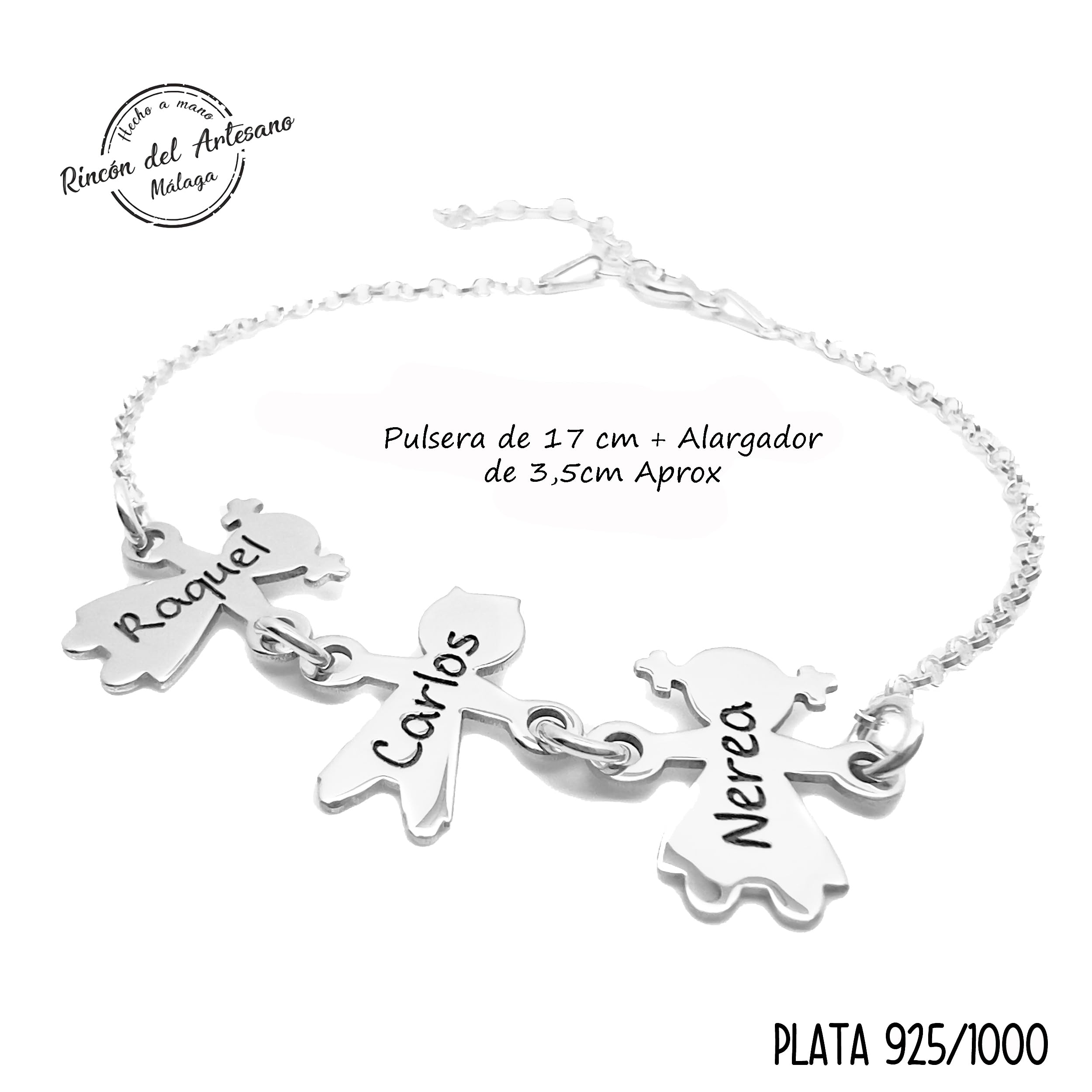 Pulsera Mamá Personalizada con nombres - Fabricada en plata de ley 925/1000 - Niños con Nombres - Regalo día de la Madre - Regalo Mamá