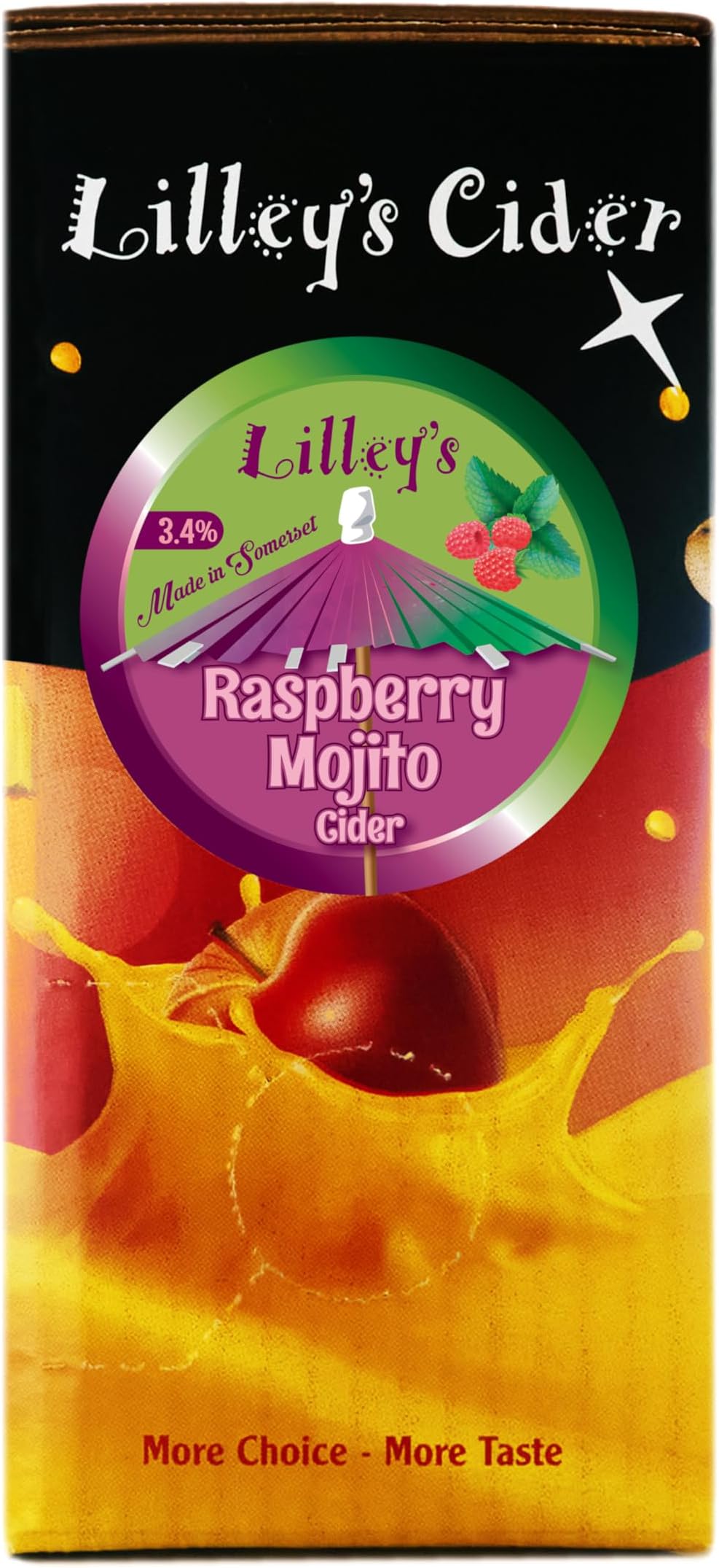 Lilley’s Cider - Raspberry Mojito 3.4% - Still Fruity Cider with Mint, Raspberry & Apple Twist - Vegan-Friendly & Gluten-Free - Summer Refreshment - 3L Bag in Box
