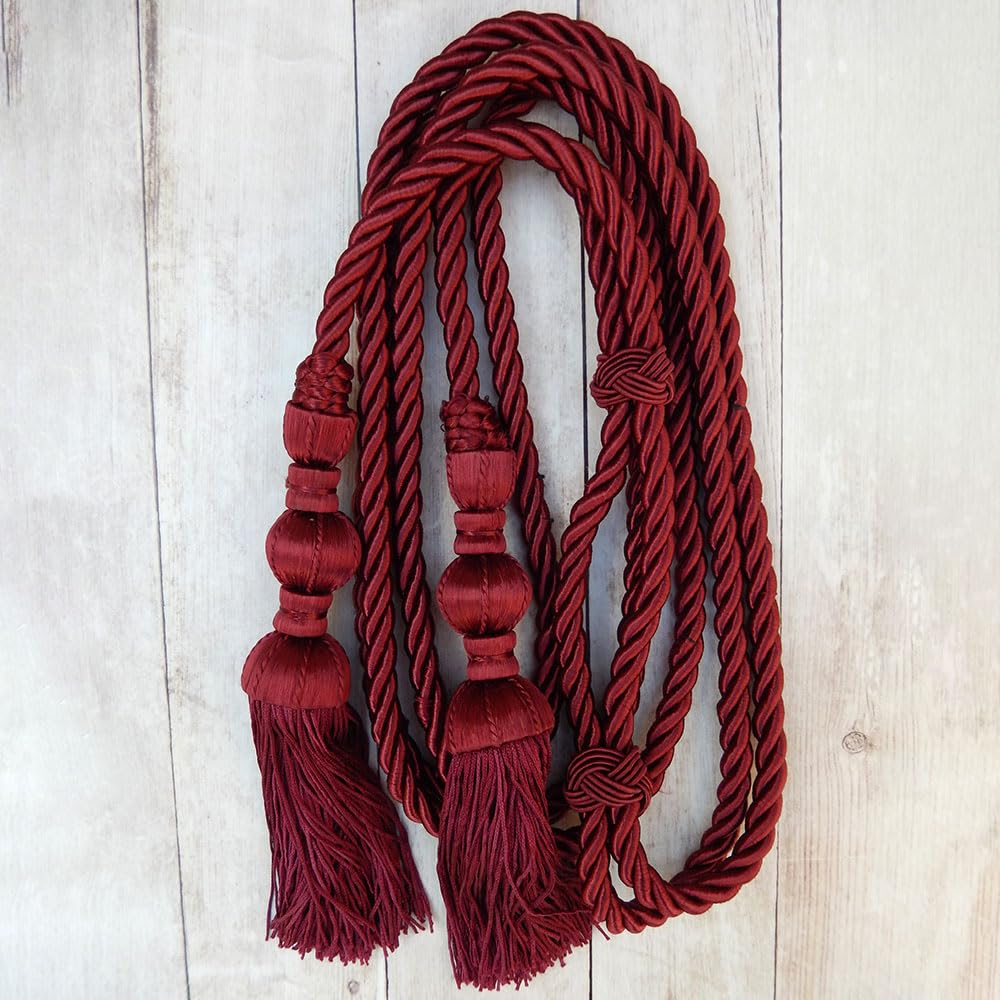 Cíngulo con borlas para túnica de Semana Santa cordón granate de 3 metros ajustable