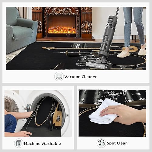 Miniatura 7 de Alfombra de instrumentos musicales  Alfombras de 4 x 5 pies para sala de estar, alfombra de área musical, alfombra de área musical, alfombra lavable