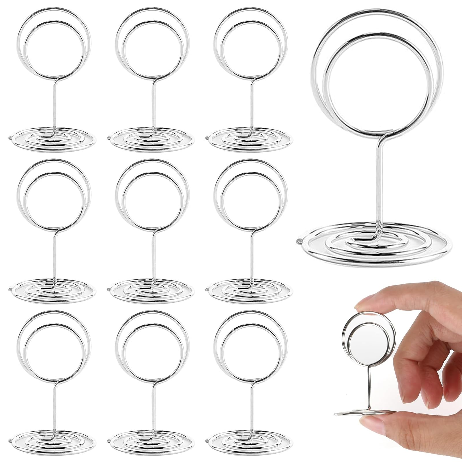 Marnovest 10PCS Table Number Holders, 2 Inch Tall Place Card Holders for Wedding, Party, Graduation, Reception, Restaurant and Office, Silver