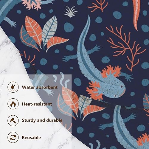 Miniatura 3 de Juego de salvamanteles redondos con patrón de ajolote para platos calientes, 15 pulgadas, tejido de hilo de algodón, resistente al calor, para ollas