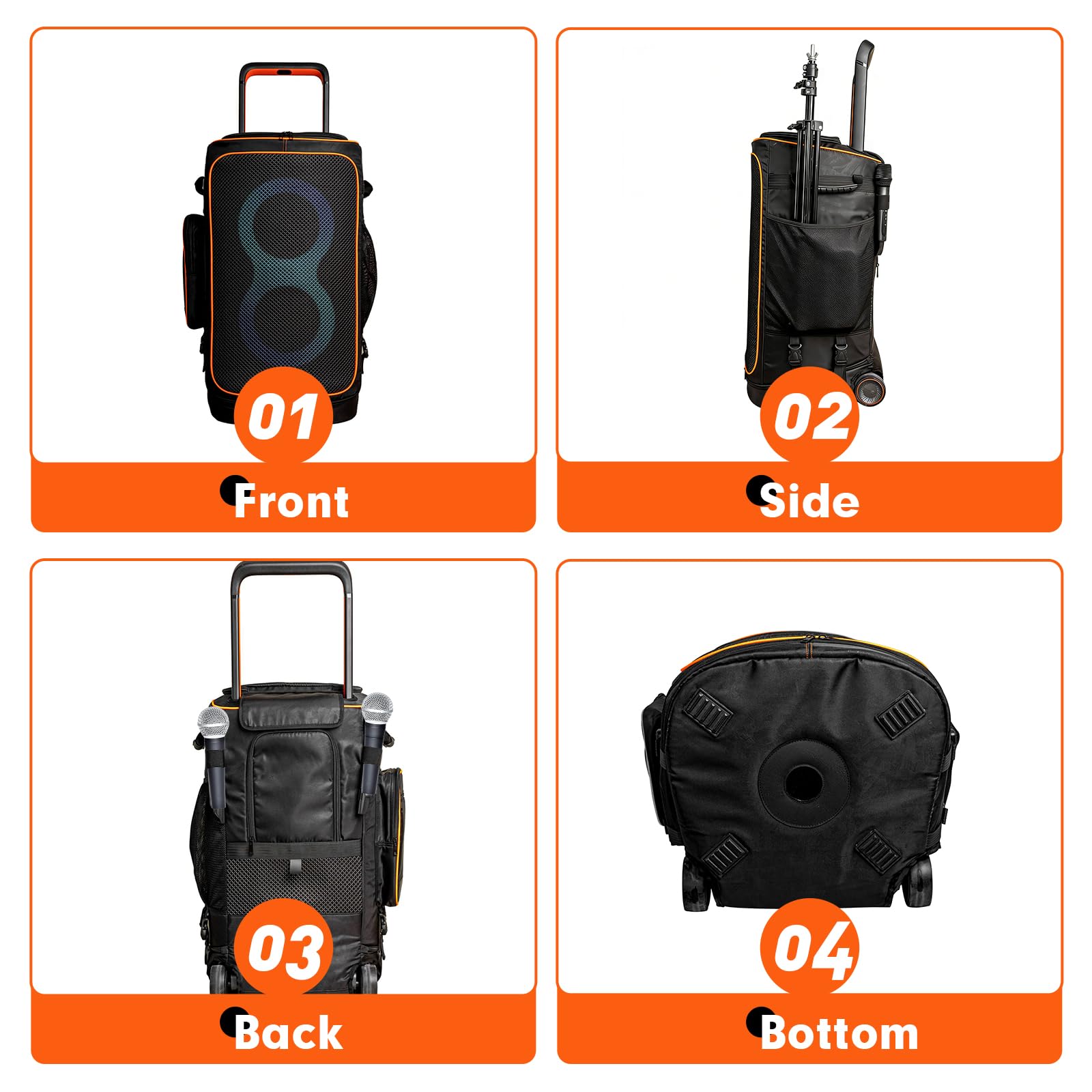 Housse de Transport Étanche avec 2 Roues pour JBL PartyBox 520, Sac de Rangement Poussière pour Enceinte JBL PartyBox 520, Sangle Réglable et Fermeture Éclair Renforcée (Noir)