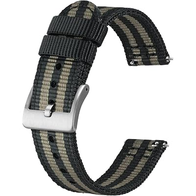 BISONSTRAP Men’s Nylon Watch Bands, Two-Piece Military Watch Straps, Quick Release, Brushed Buckle, Band Width 18mm 19mm 20mm 22mm