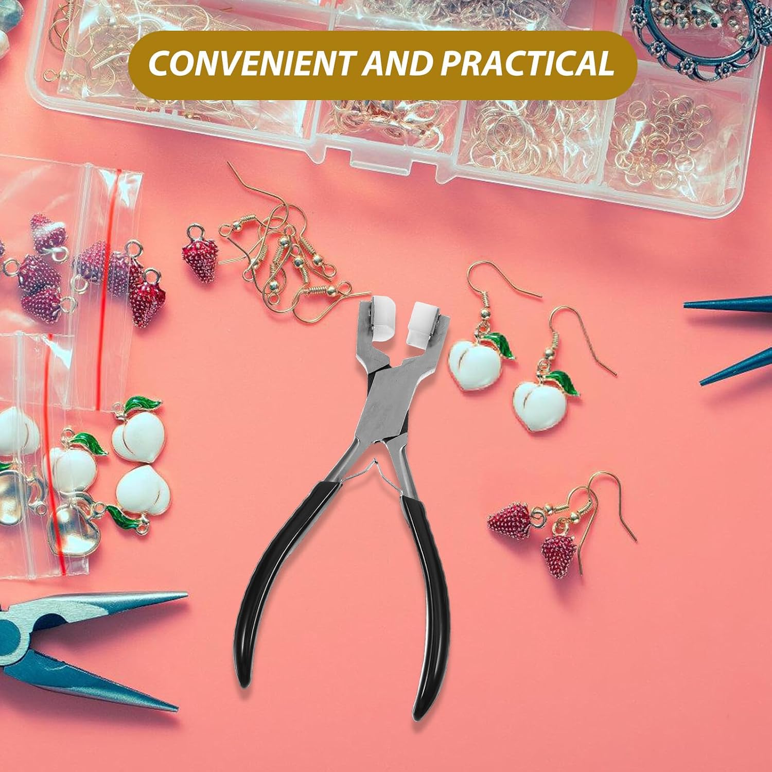 Stainless Steel Nylon Jaw Pliers Jewelry Bending Forming Tools for Eyeglasses Adjustment and Bead Wire Crafting with Black Handle Suitable for Jewelry Making