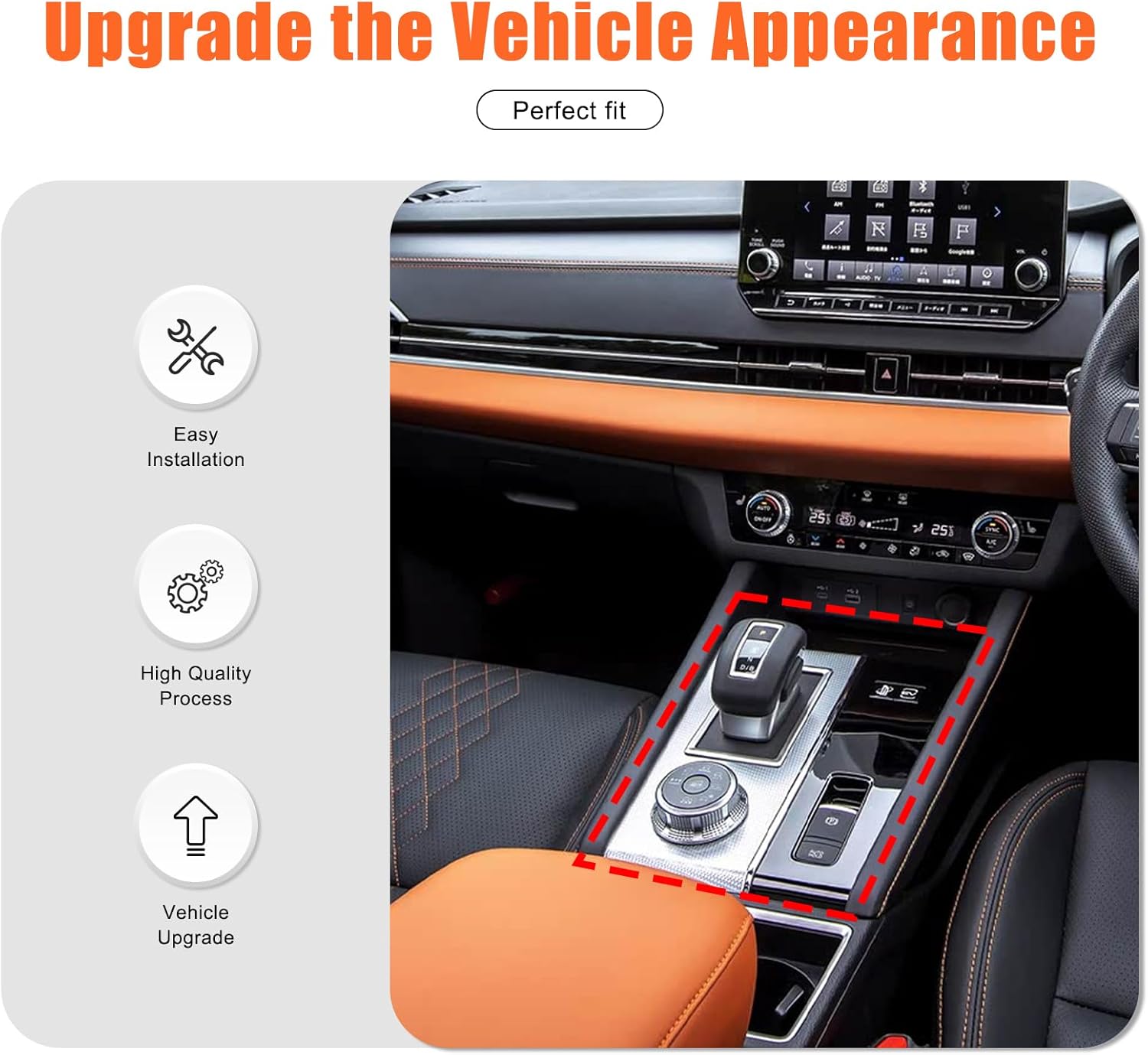 Gear Shift Panel Cover Trim for Mitsubishi Outlander 2022-2025 PHEV Accessories Center Console Panel Wrap Cover Sticker Central Control Gear Shifter Console Anti-Scratch Panel Protector Frame