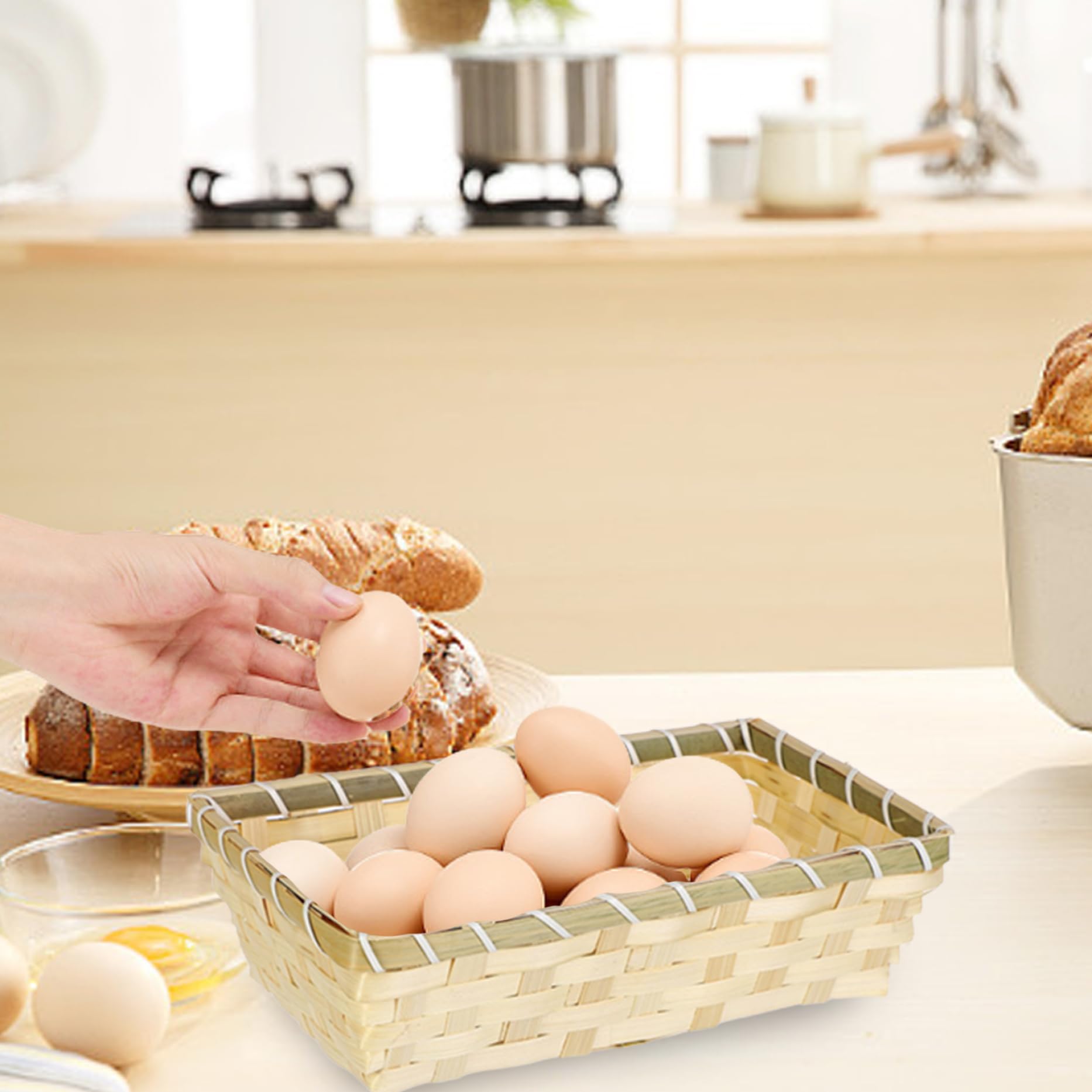 Cesta de cesta Cestas de regalo Cestas vacías para regalos Cesta vacía vacía 5 piezas 10.2x6.3x3 pulgadas Cesta de regalo tejida de bambú Cesta pequeña de frutas y verduras de escritorio