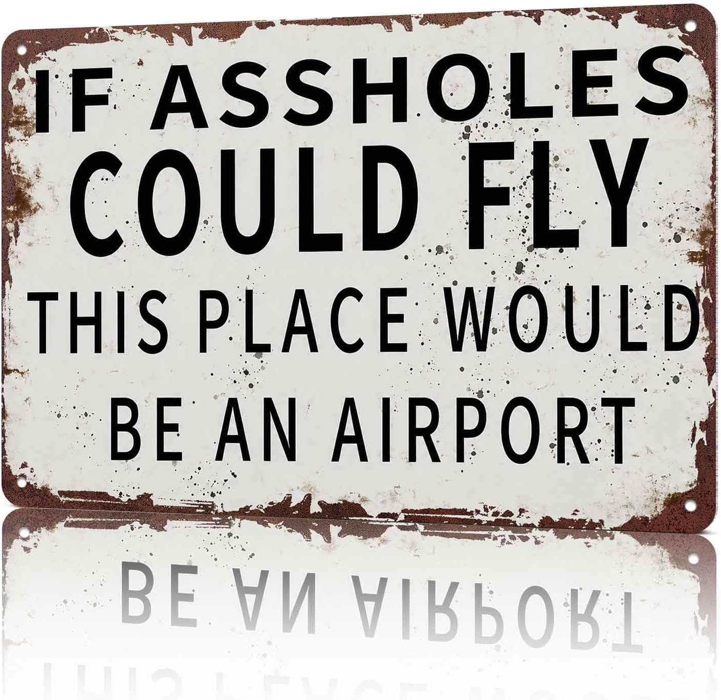 Funny Quote Airport Humor Aluminum Metal Sign 8x12 Inch, Funny Themed Wall Decor for Living Room Bedroom Office Bar Café Garage and Restaurant