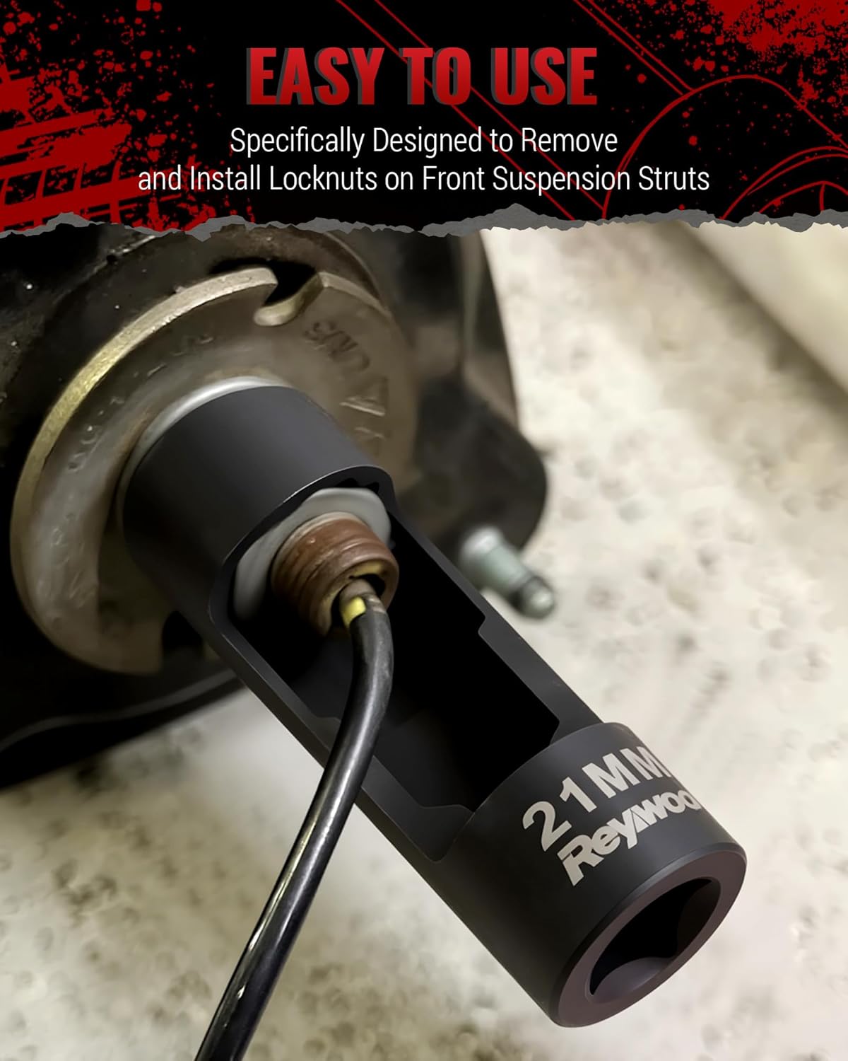 Strut Nut Socket Set, 8Pcs Suspension Strut Spreader Tool 16mm 18mm 19mm 21mm 22mm 24mm with 12 Point 1/2" Drive, Shock Absorber Socket for Easy Remove Strut Nuts