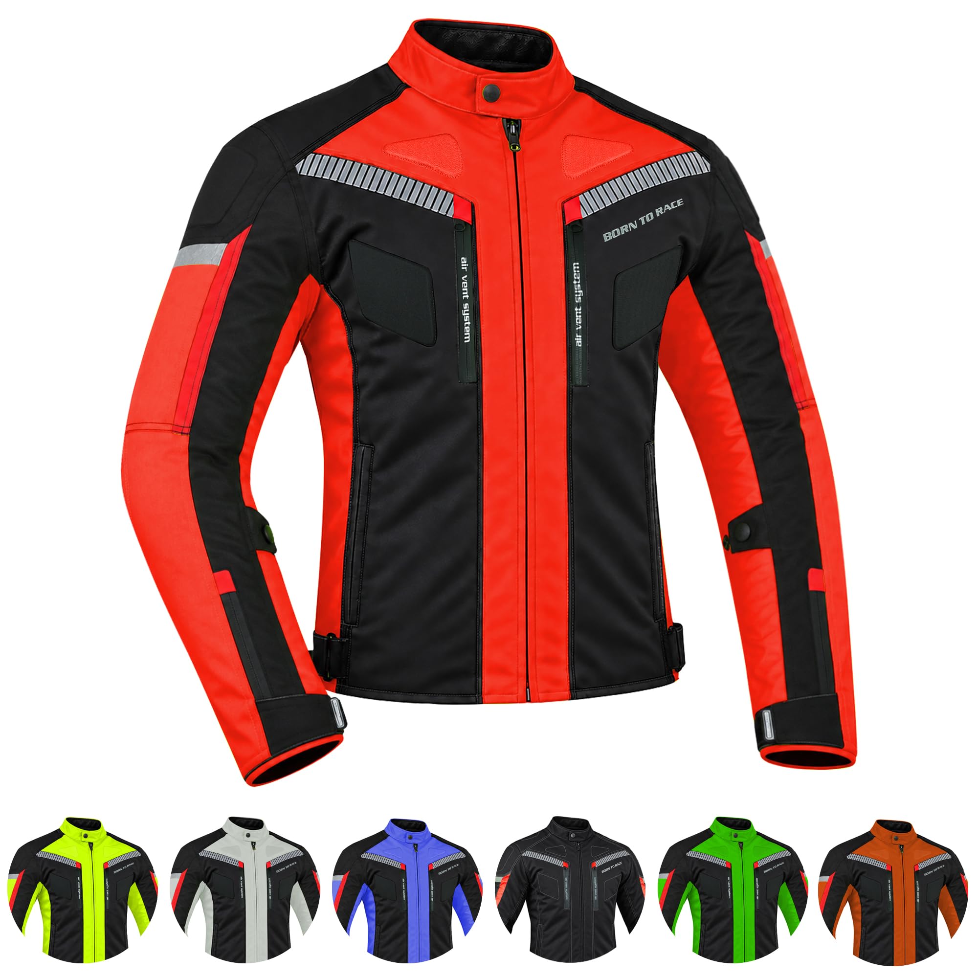 CE Armored Motorcycle Jacket for Men, Waterproof 600D Cordura Touring Riding Jacket with…