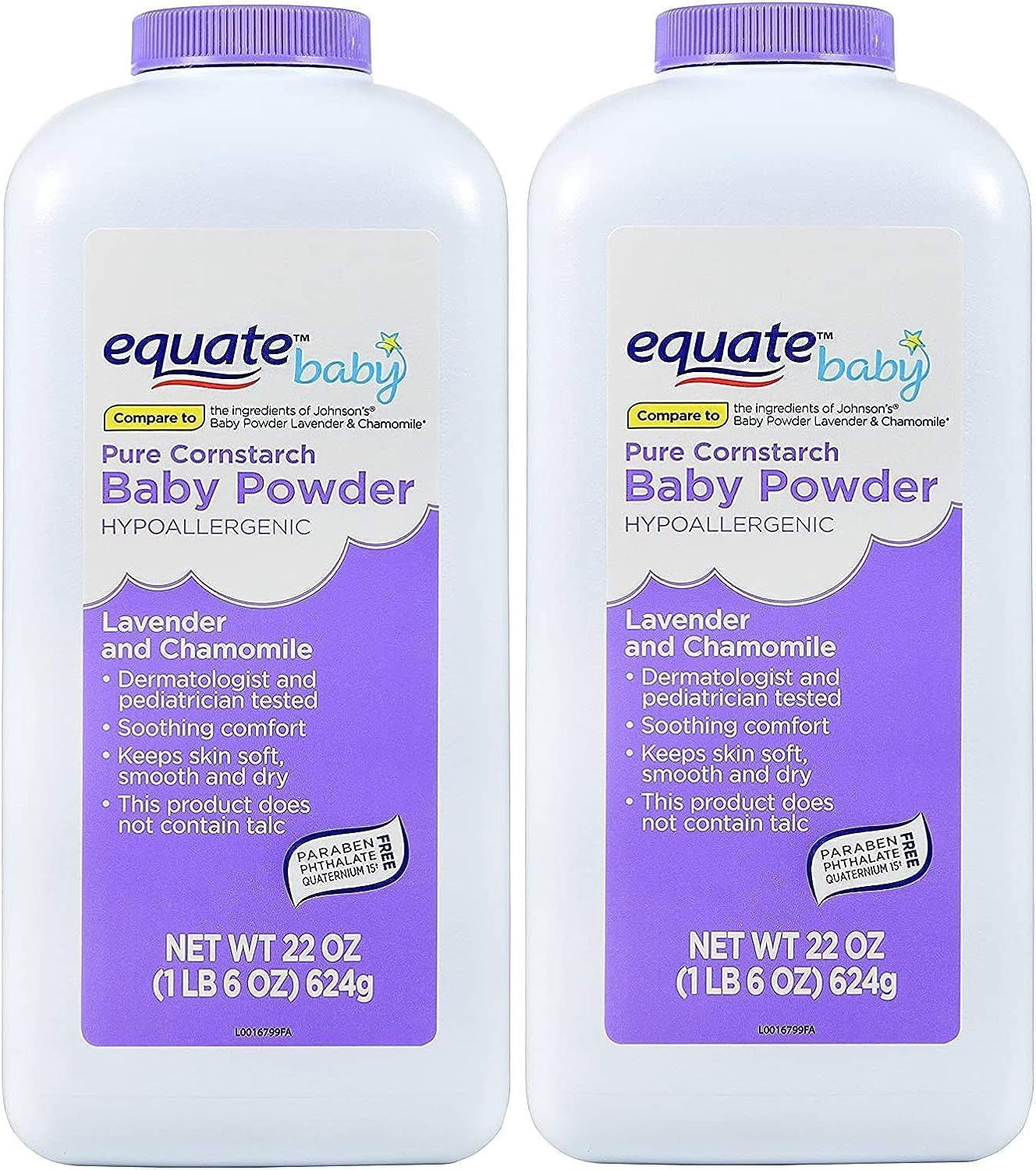 Lavender and Chamomile Pure Cornstarch Baby Powder (2 Pack 22 oz)