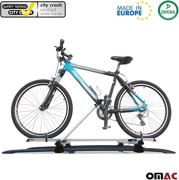 OMAC Bike Rack Carrier Roof Racks Set for RAM ProMaster City 2015-2022 Silver 3 Pcs