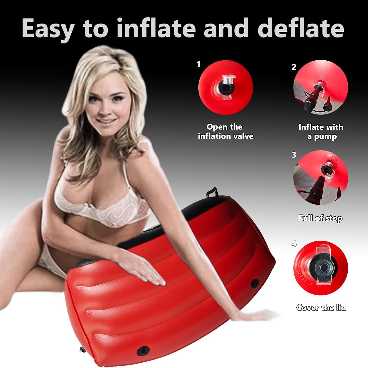 Canapé Érotique Gonflable pour Couples Adultes/Coussin Aide-Posture avec Dildon à Ventouse/Jouet Stimulateur Double & Chaise de Bondage avec Support pour Jouets Érotiques