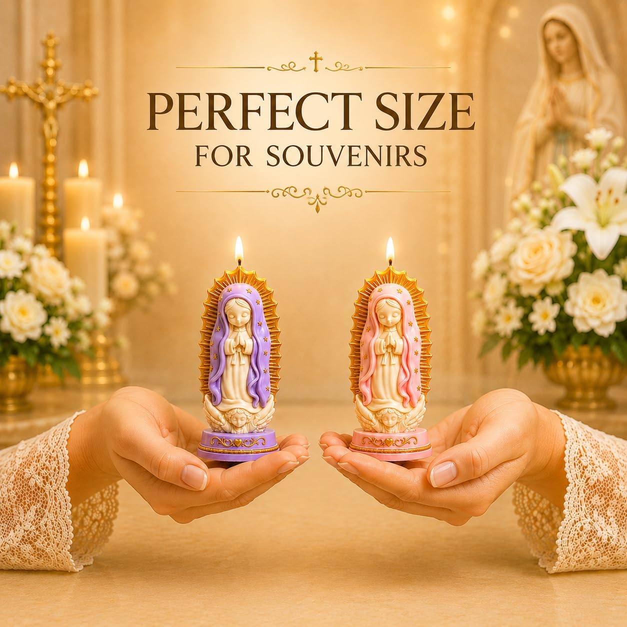 Virgin Mary Silicone Mold 2 Pieces Set, Food Grade Virgin molds and Baptism Candle Mold, Virgen de Guadalupe Candle Mold Premium Flexible Silicone Mold.