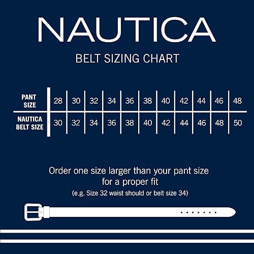 Miniatura 6 de Nautica Cinturón de cuero de vestir para hombres para trajes y pantalones Clásico Negocios Moda Ajustable Hebilla de metal
