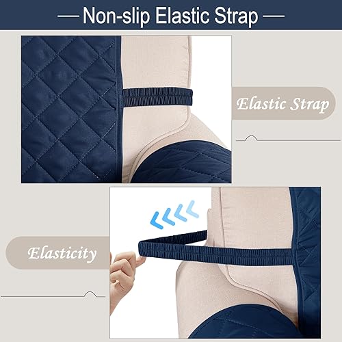 Miniatura 6 de Fundas para silla reclinable, reversible, funda de sofá para mascotas, protector de muebles para niños perezosos (silla de 23 pulgadas, azul