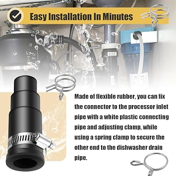 2 Set Dishwasher Connector Kit - Dishwasher Drain Hose Adapter with Inlet Connector, Hose Clamp, and Spring Clamps - Dishwasher Drain Connector Compatible with InSinkErator Garbage Disposals DWC-00