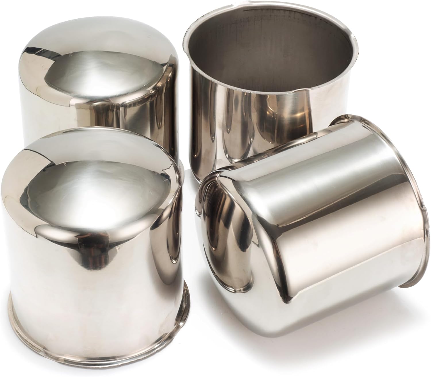 4Pcs 4.25inch Stainless Trailer Wheel Center Caps Push Through 4.25" Bore 4.33" Tall Curved Hub Cap for Truck SUV RV Wheel Rim, Chrome Wheel Cover