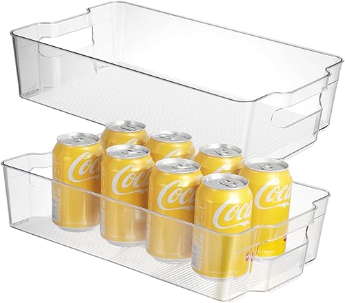 CherHome Contenedores organizadores de refrigerador, 2 cubos de almacenamiento de plástico para congelador, armario y despensa, contenedores