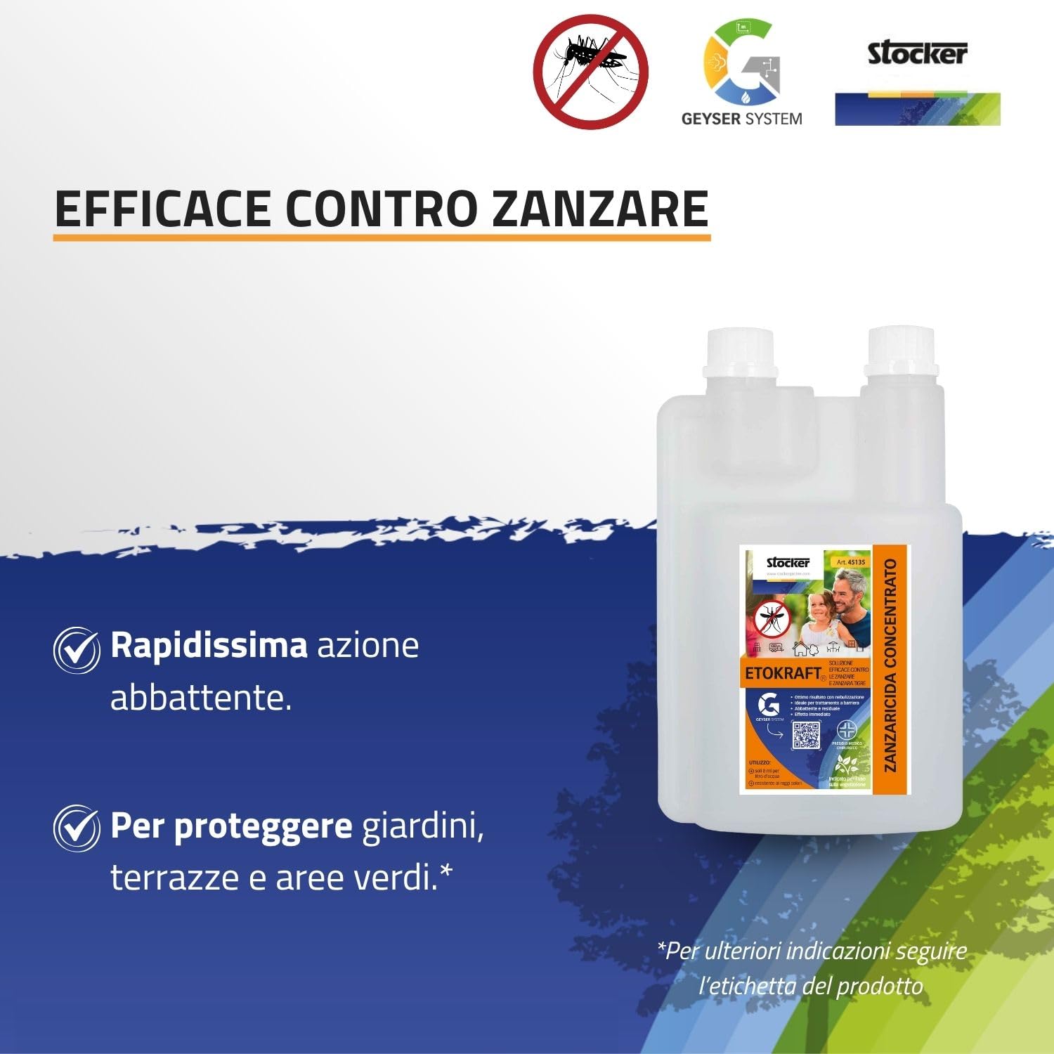 STOCKER – Kit Nebulizzatore Geyser 4L con Timer e Pompa Automatica, Batteria 12V, Copertura di 40 m² estendibile, Sistema Antizanzare con 250 ml Zanzaricida e 1 L Disabituante