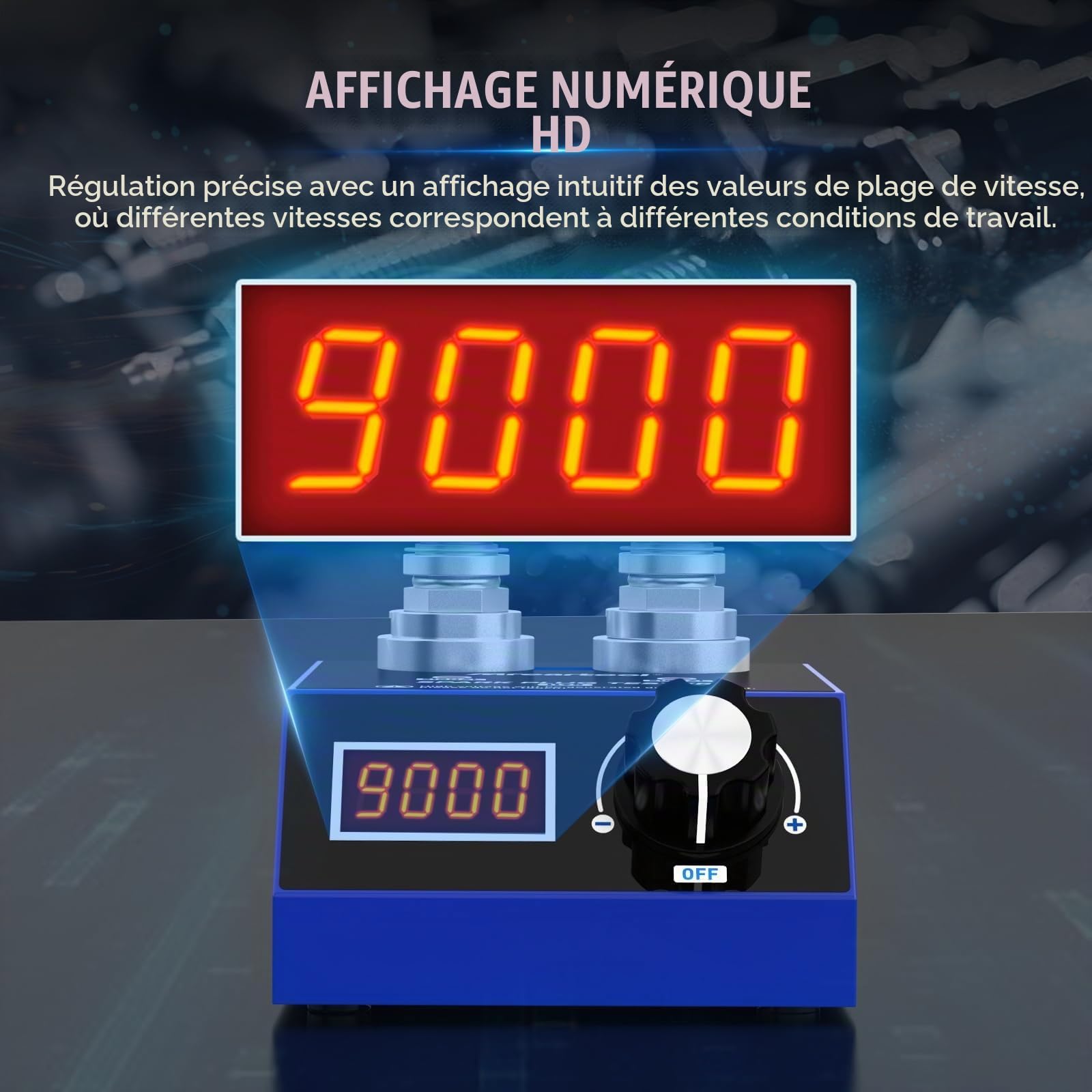 PLAYOCCAR 110V/220V Testeur de bougies - Double trou Automobile Testeur de bougies d'allumage pour bougies longues, Fréquence 500~9000RPM, Bougie d'allumage pour voiture à essence,avec affichage, pour