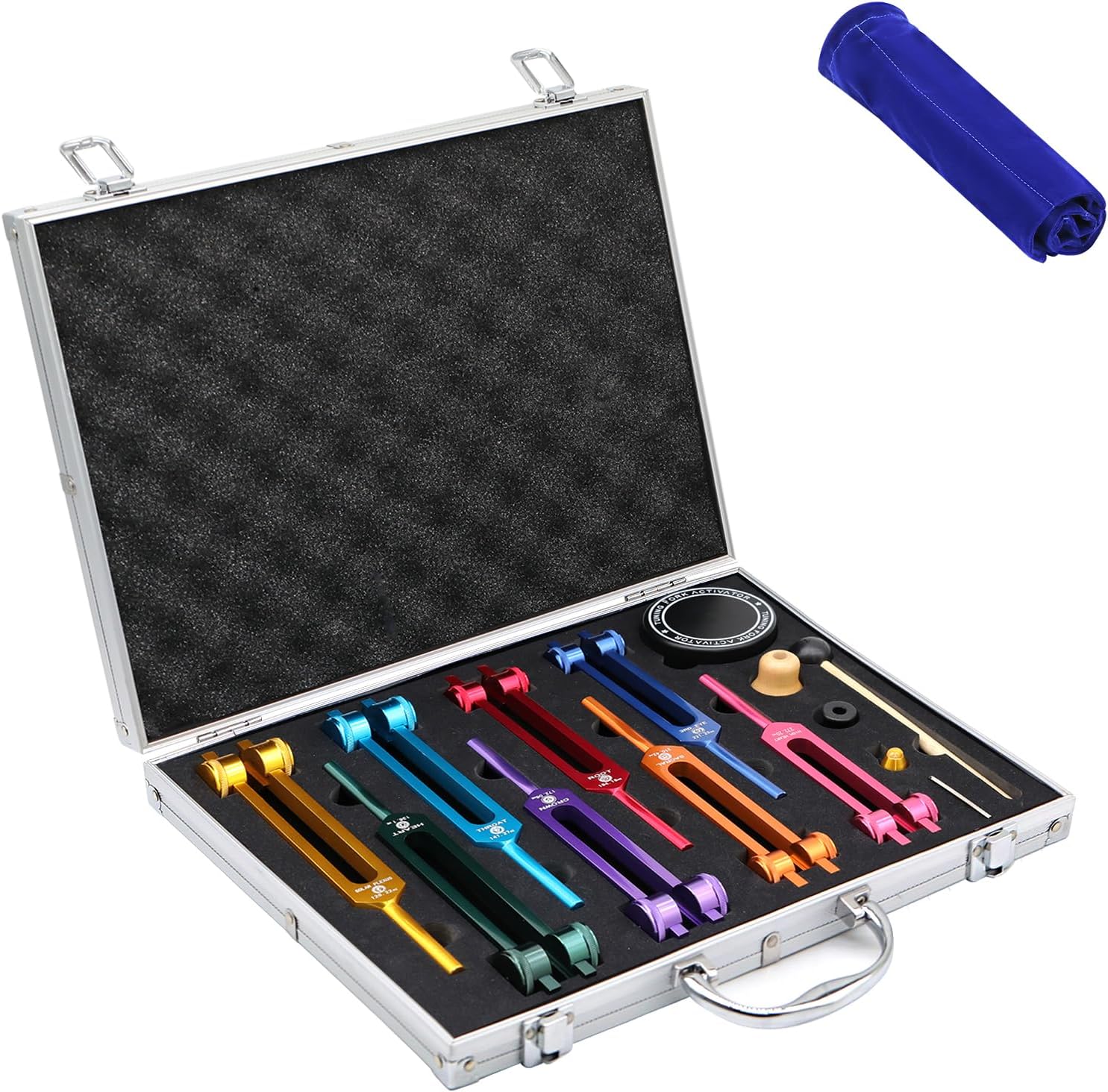 Chakra Tuning Fork Set, Upgraded Weighted Tuning Forks for Healing Chakra Set, Sound Healing Instruments Kit with Tuning Fork Activator for Chakra Healing Therapy, DNA Healing, Yoga, Meditation